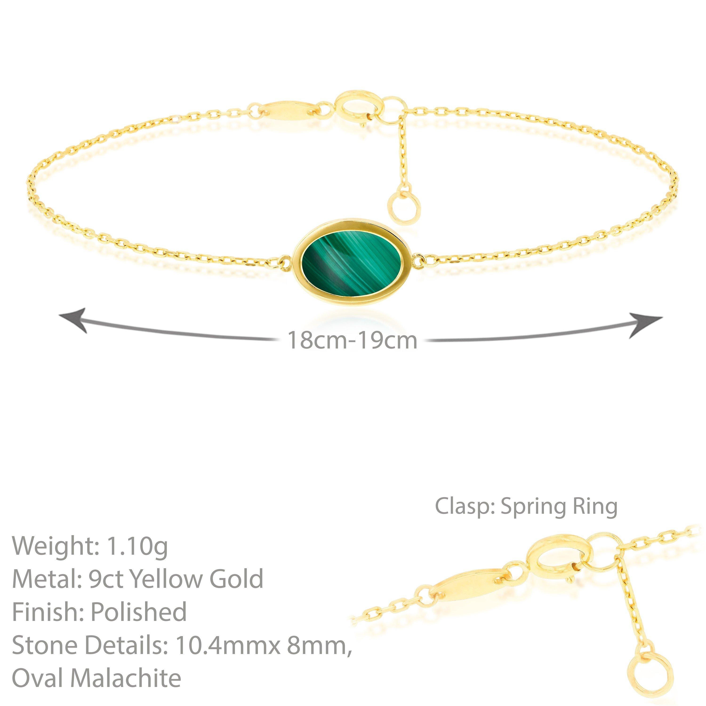 Yellow Gold - Be You - 9ct Gold Oval Malachite Bracelet - 4