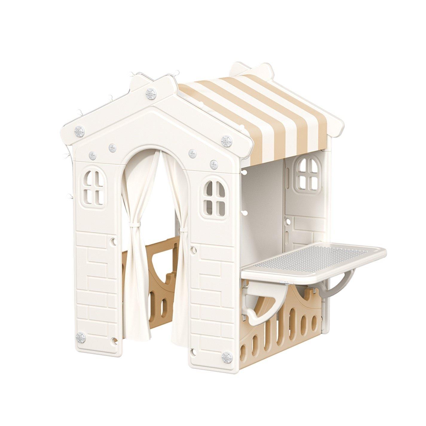 Beige And Brown - KIDKID - Kids Plastic Playhouse for Indoor Outdoor - 3