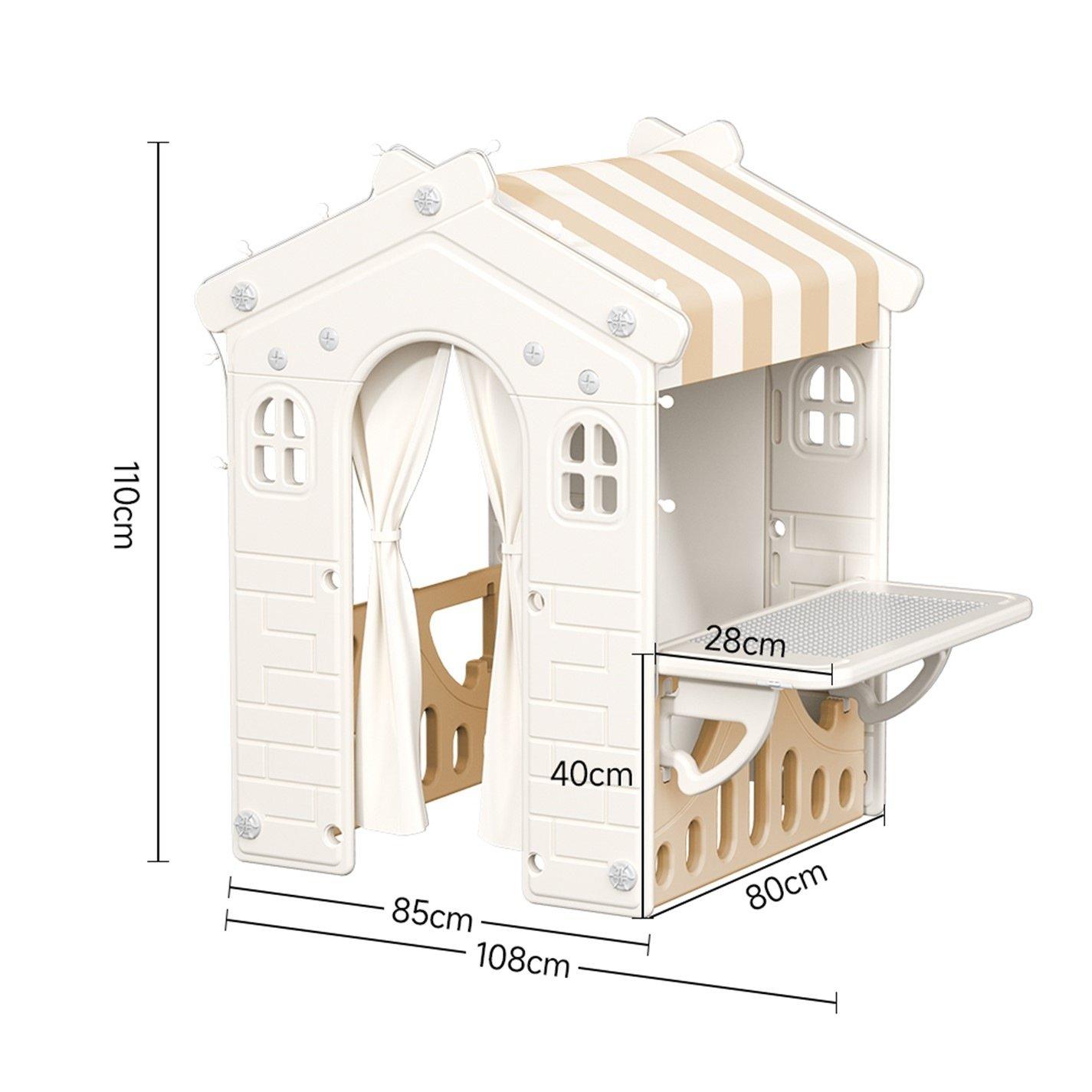 Beige And Brown - KIDKID - Kids Plastic Playhouse for Indoor Outdoor - 4