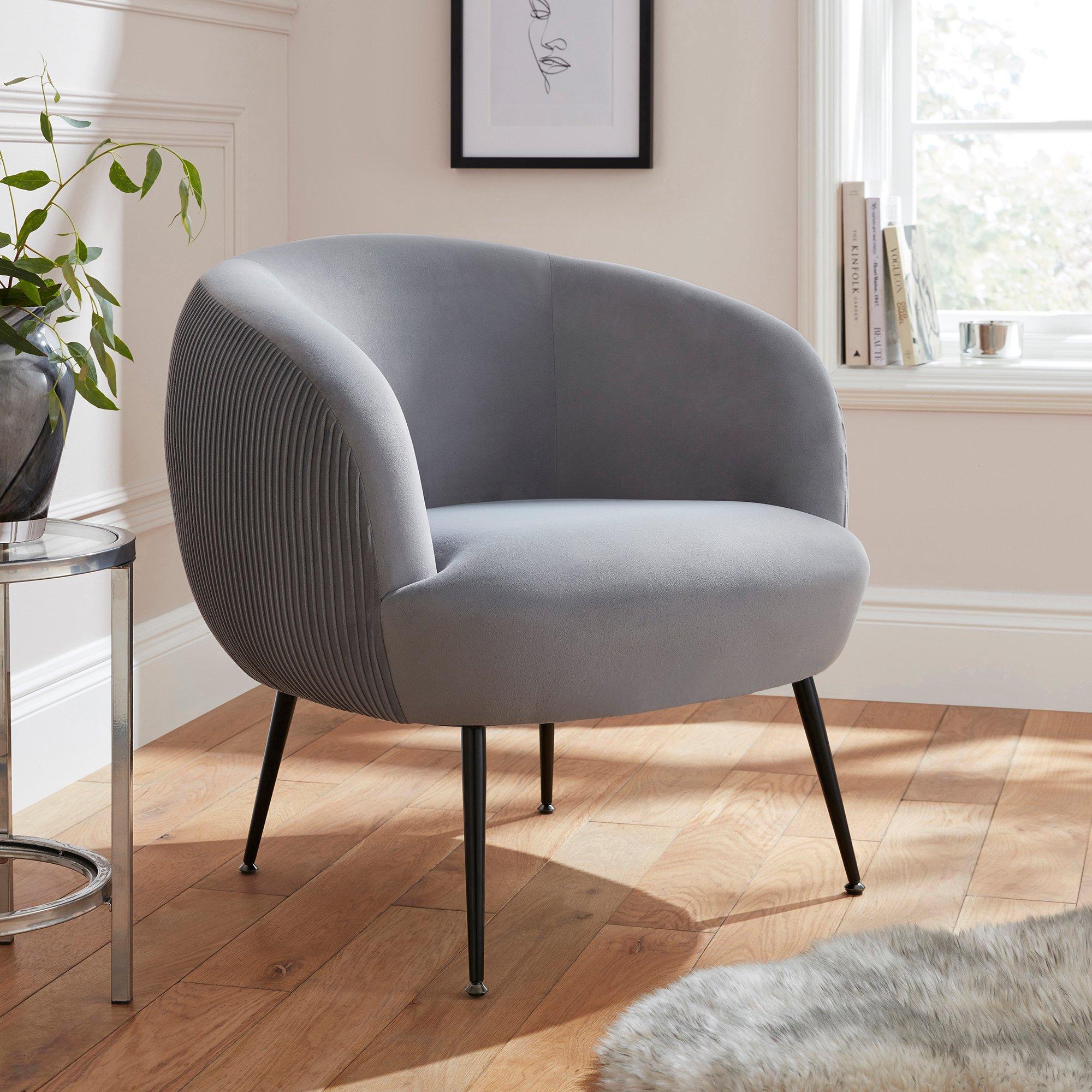 Gfw Kamilah Grey Velvet Pleated Accent Chair - Image 4