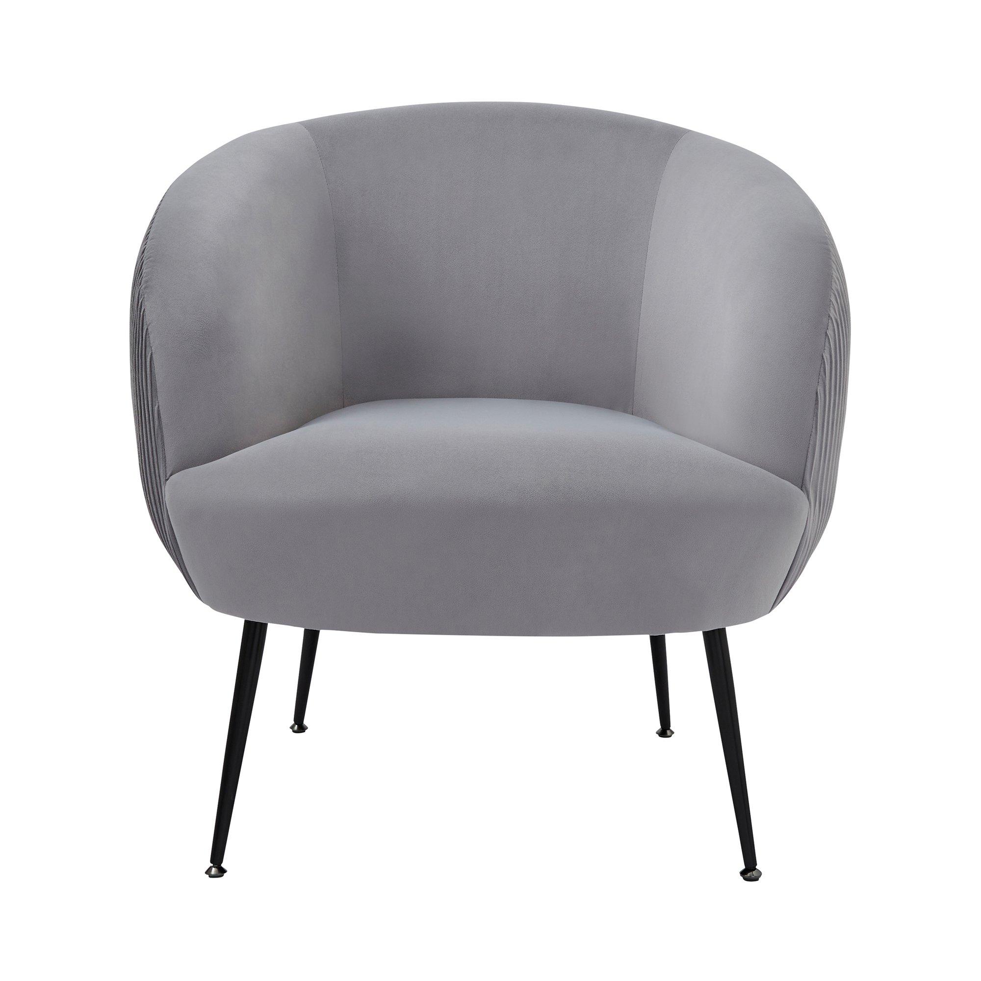 Grey - GFW - Kamilah Velvet Pleated Accent Chair Grey - 2