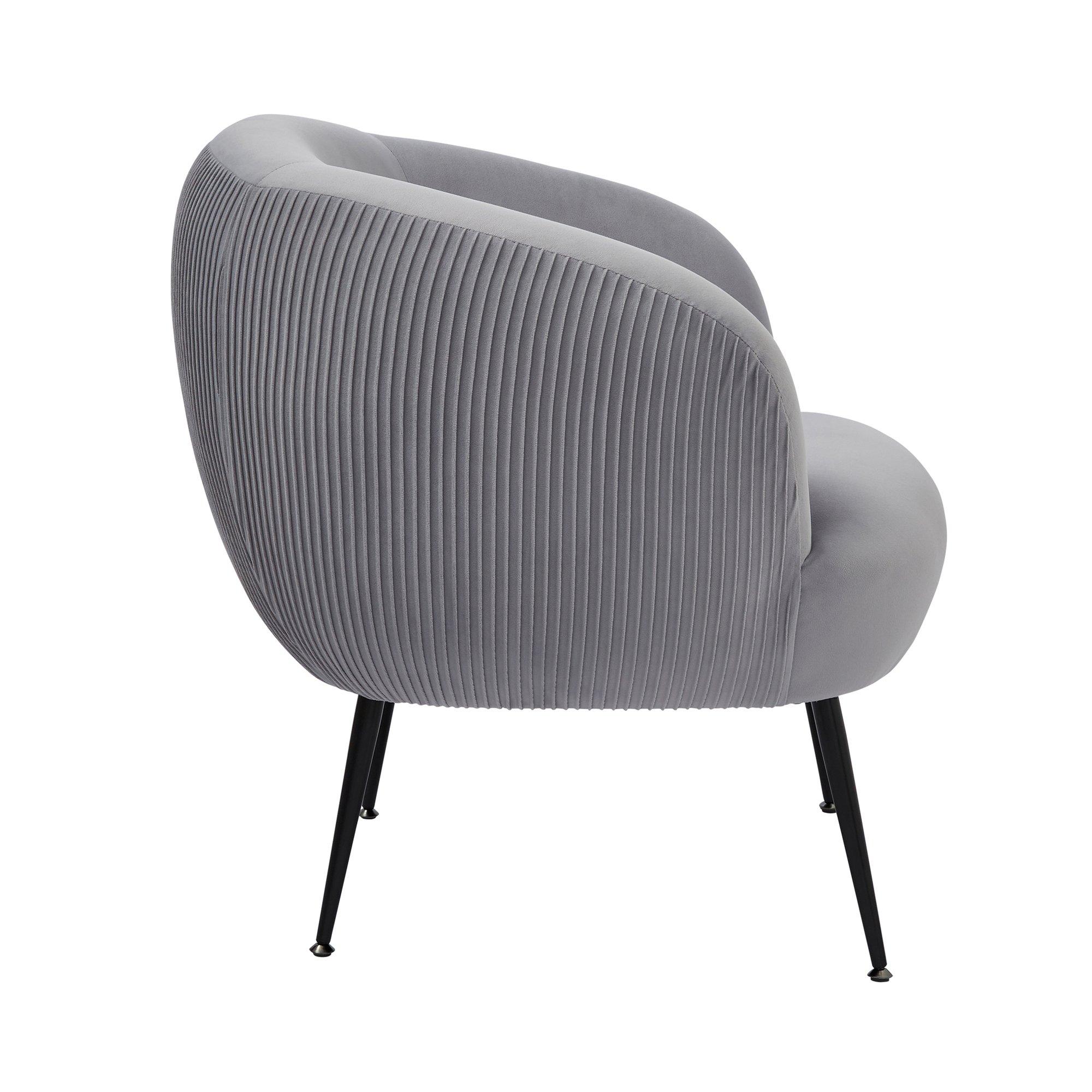 Grey - GFW - Kamilah Velvet Pleated Accent Chair Grey - 3