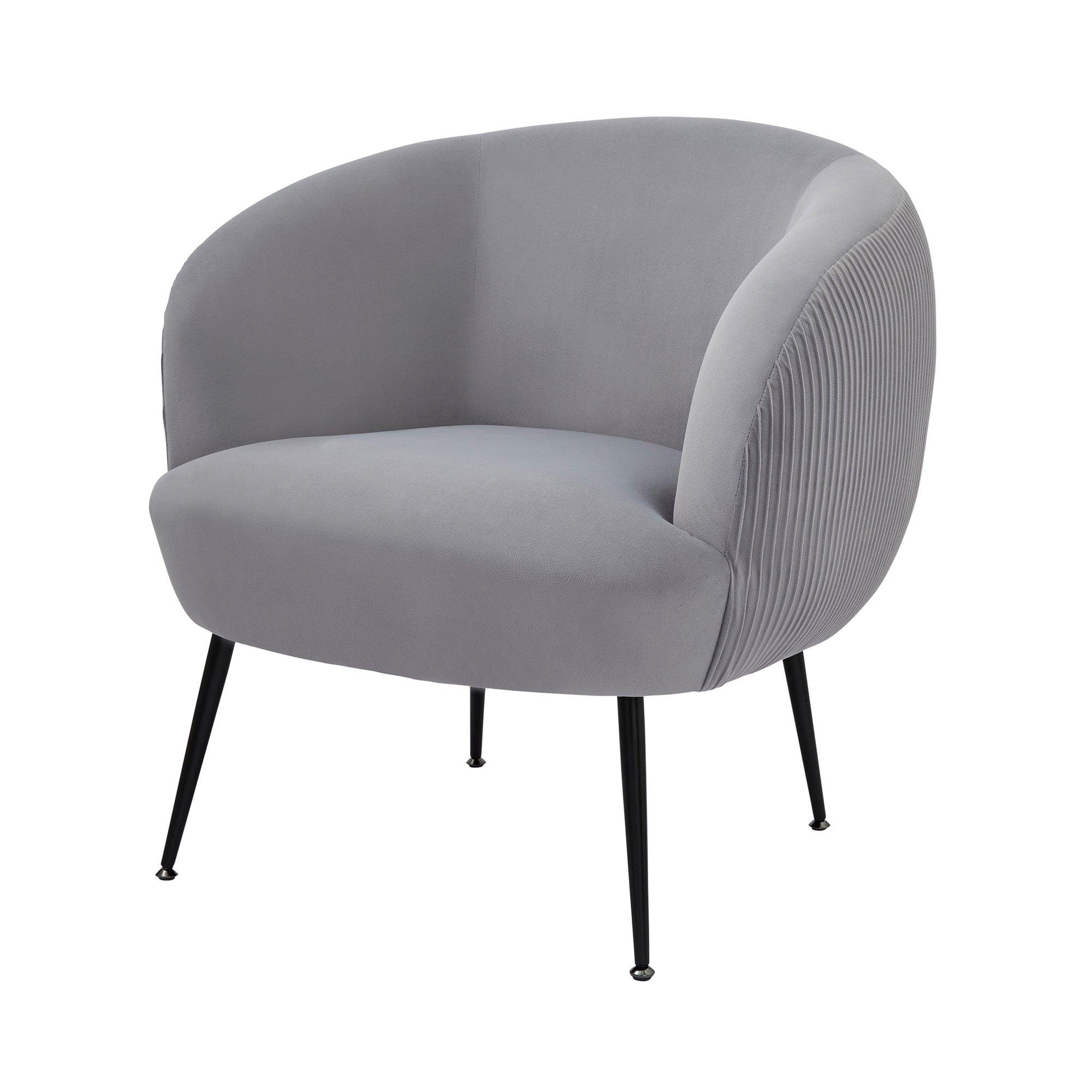 Grey - GFW - Kamilah Velvet Pleated Accent Chair Grey - 4