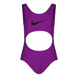 Nike Swimming Icon taped logo cutout swimsuit Juniors
