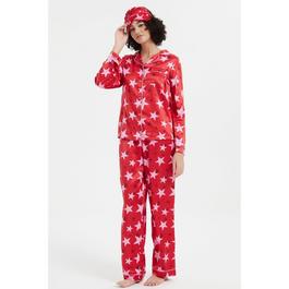 Linea Ladies Star Satin Pyjama and Eye Mask Set