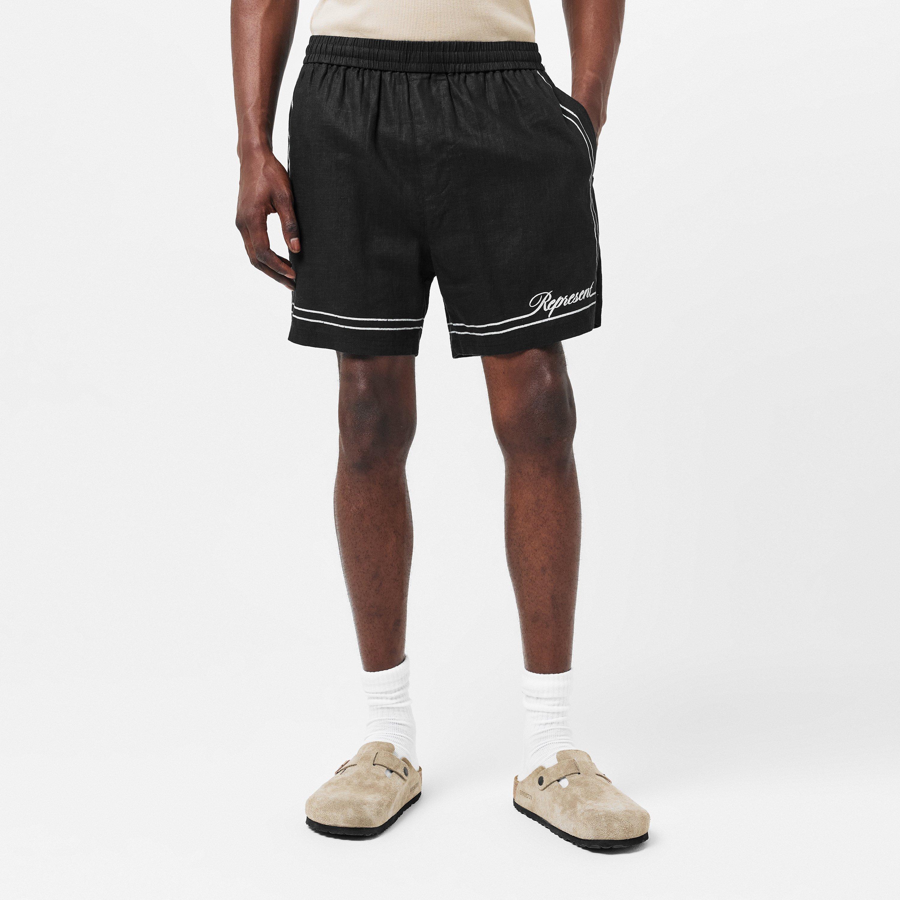 Jet Black - Represent - Men's Rep Border Woven Shorts - 3