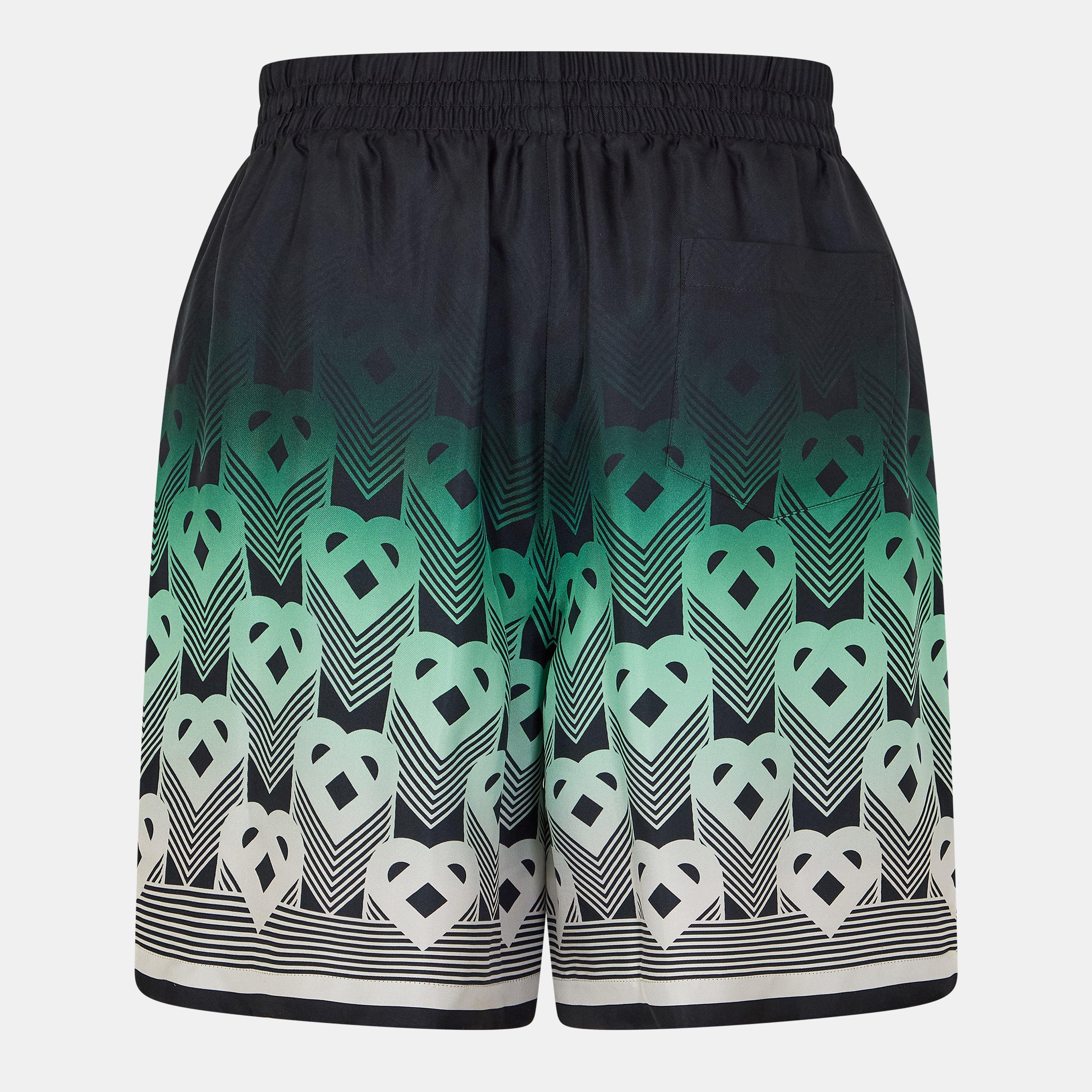 Black/Green - Casablanca - Men's Casa Mono Silk Woven Tracksuit Shorts - 2