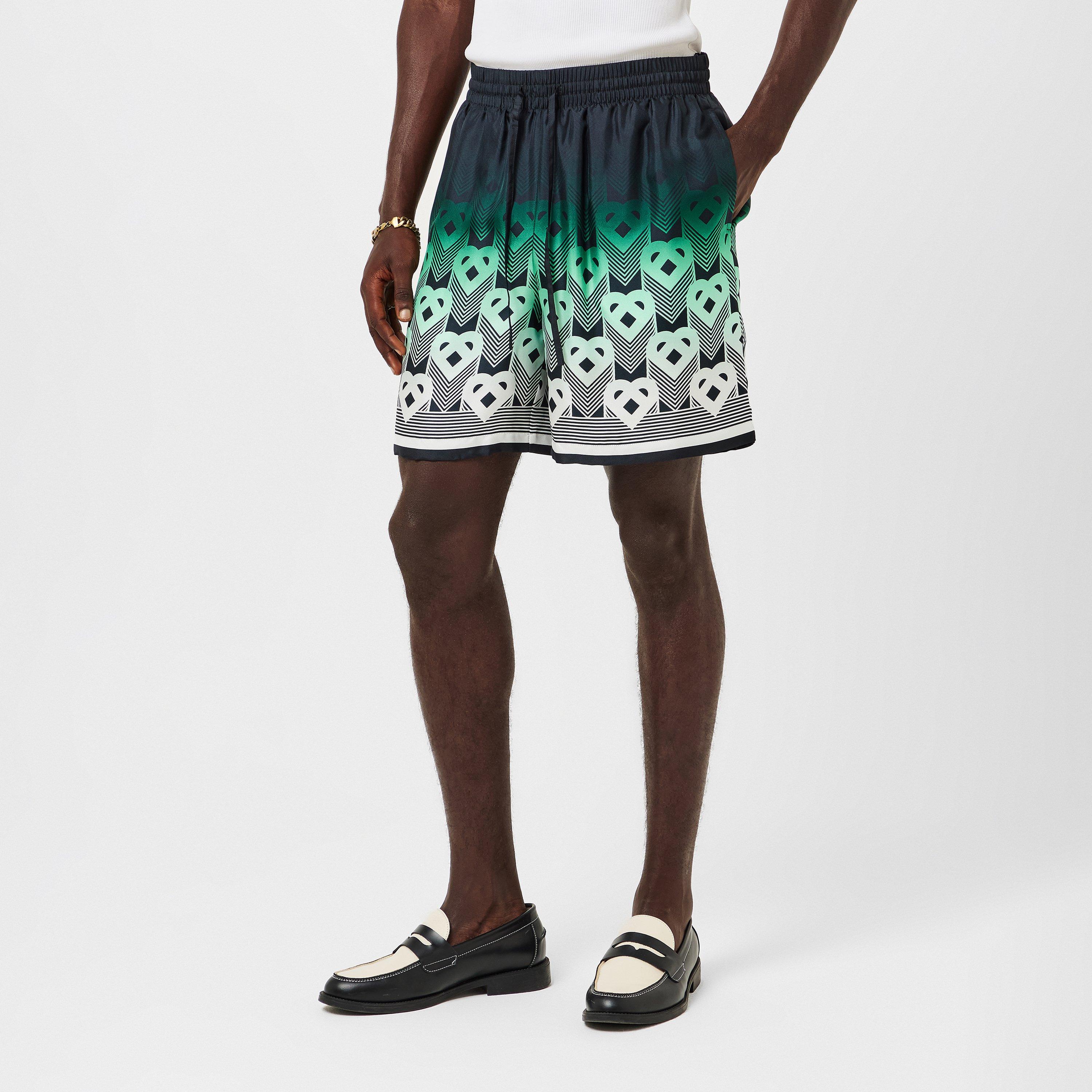 Black/Green - Casablanca - Men's Casa Mono Silk Woven Tracksuit Shorts - 3