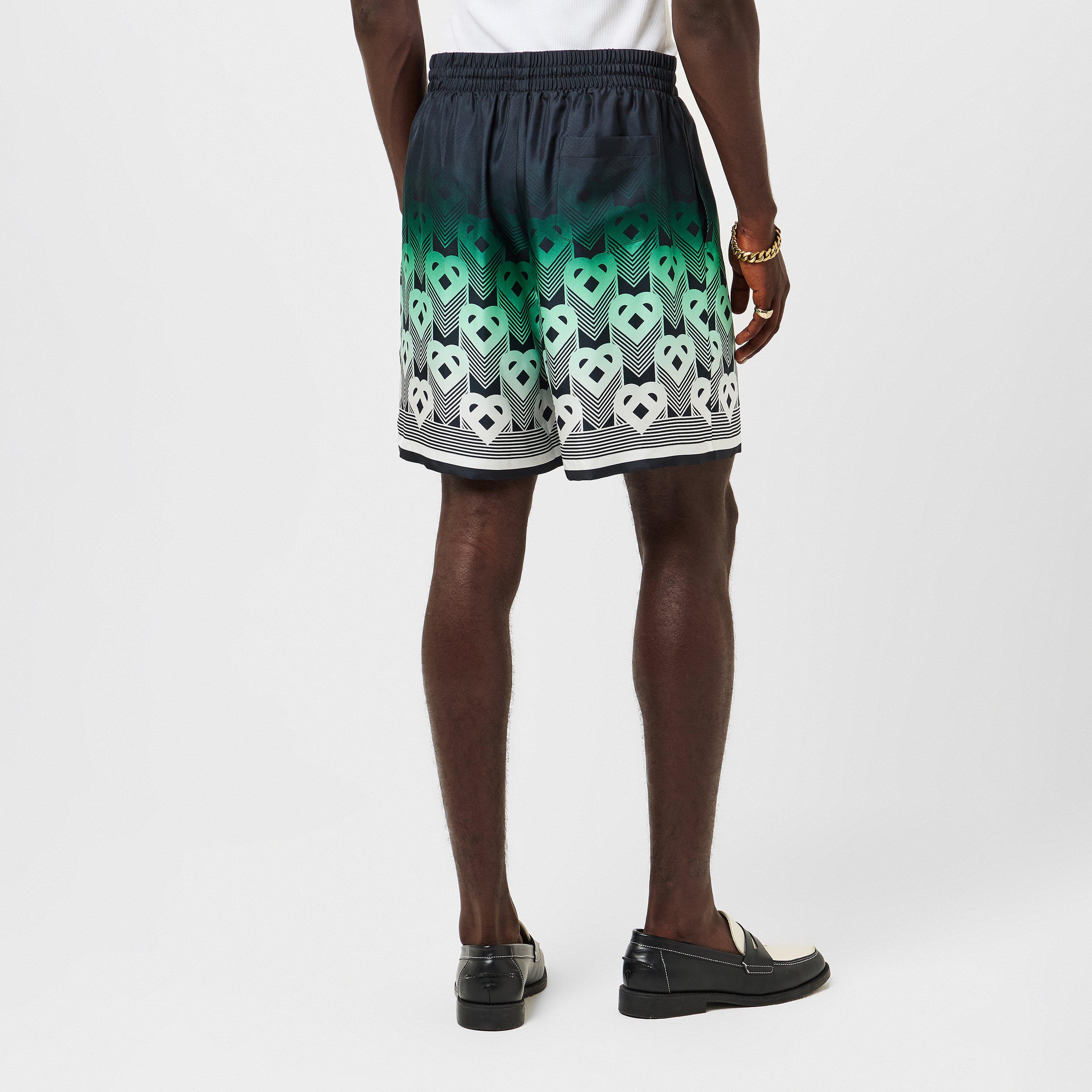 Black/Green - Casablanca - Men's Casa Mono Silk Woven Tracksuit Shorts - 4