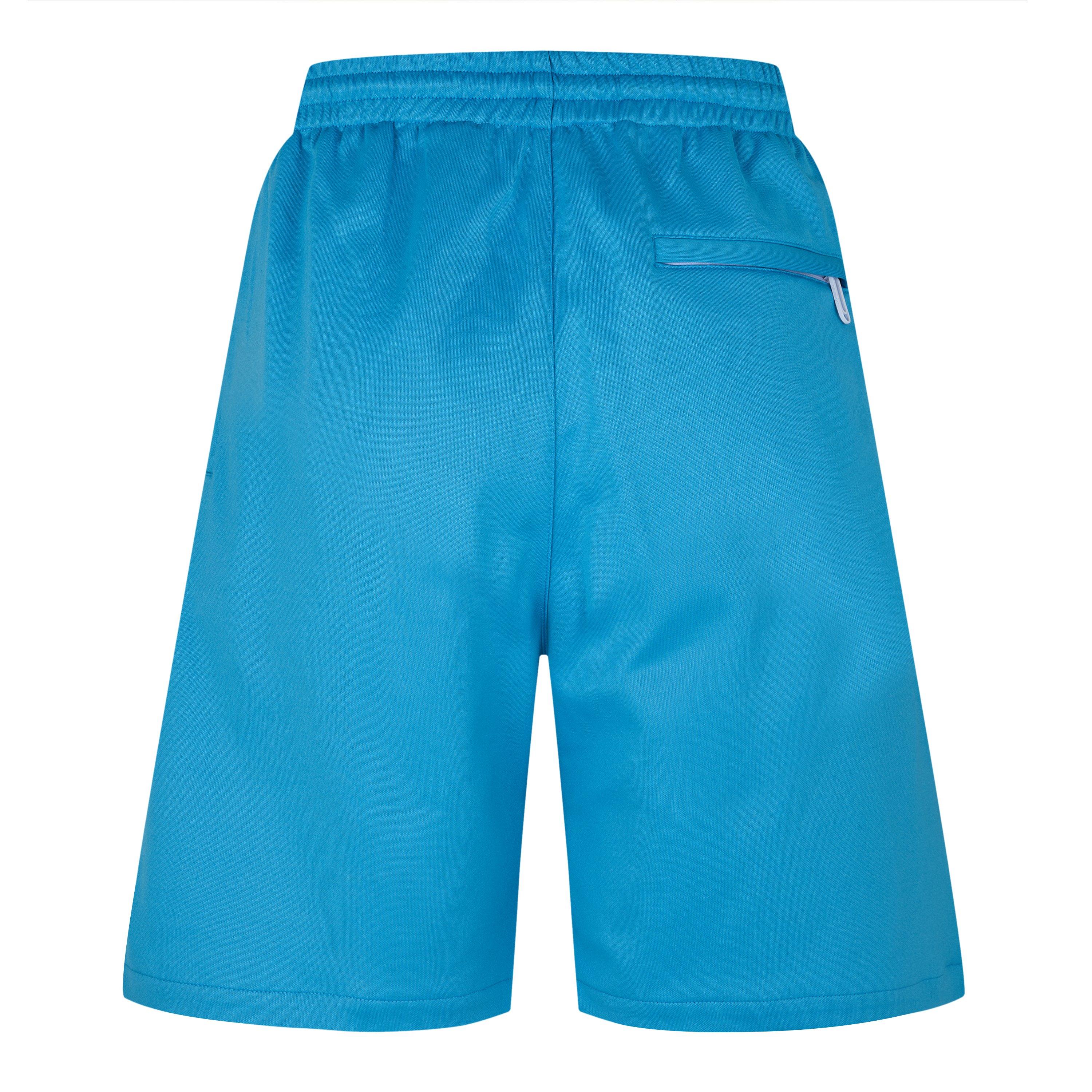 Cyan Blue - Off White - Men's Hands Off Skate Sweat Shorts, Logo Design - 2