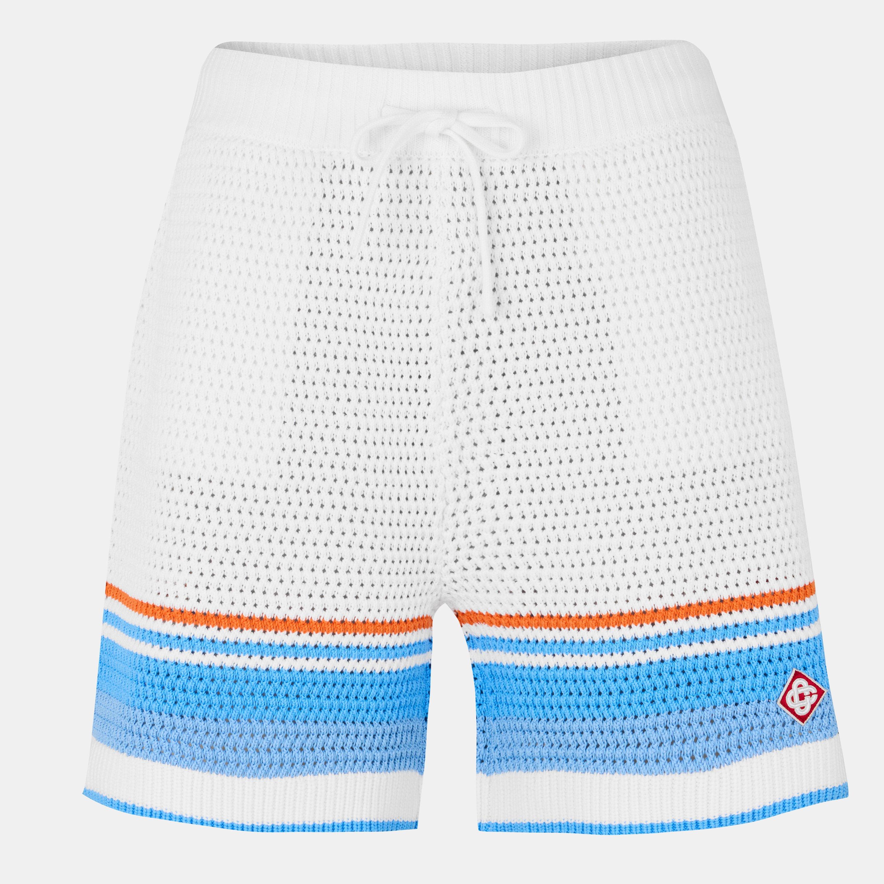 Casablanca Striped Crochet Shorts