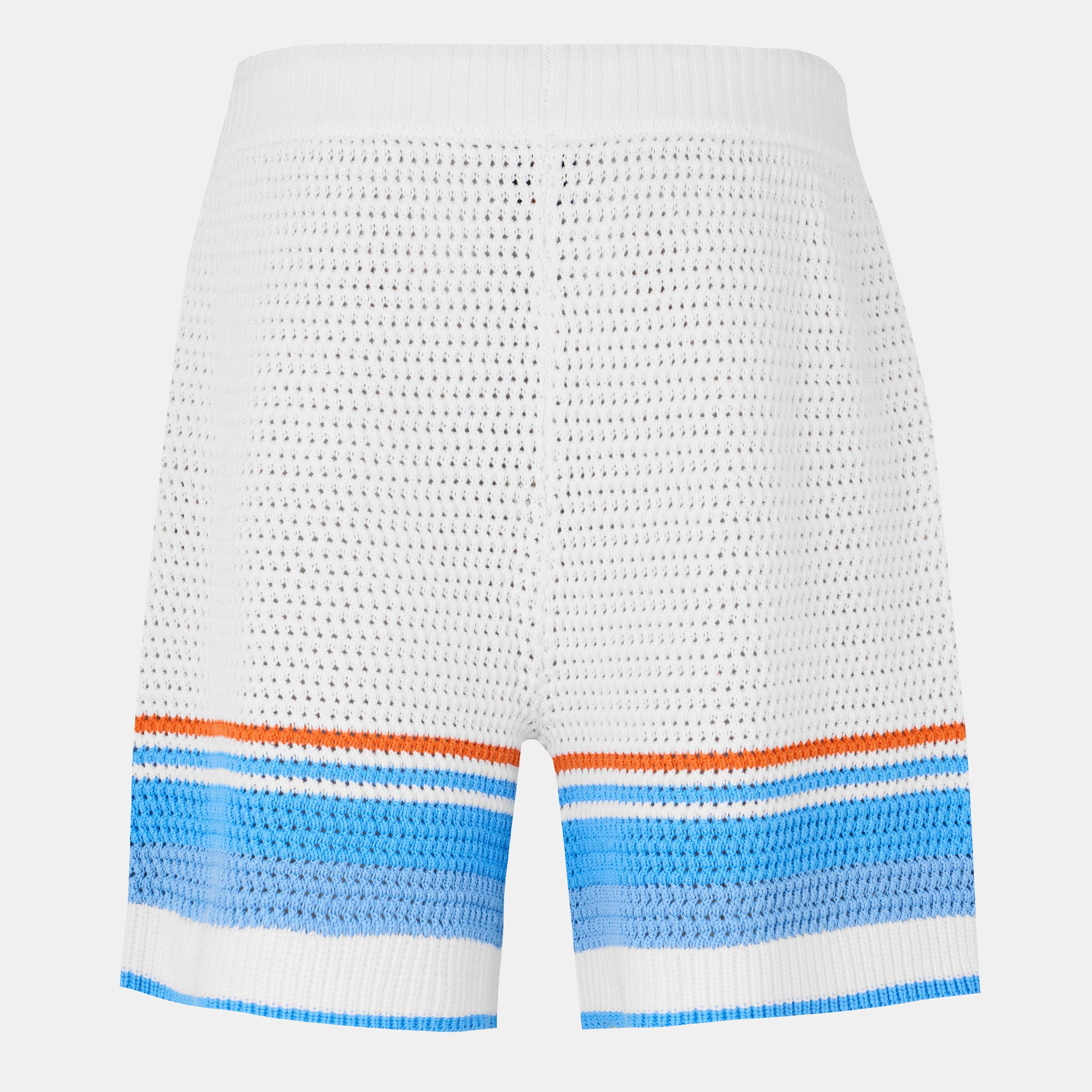 White/Blue - Casablanca - Striped Crochet Shorts - 2
