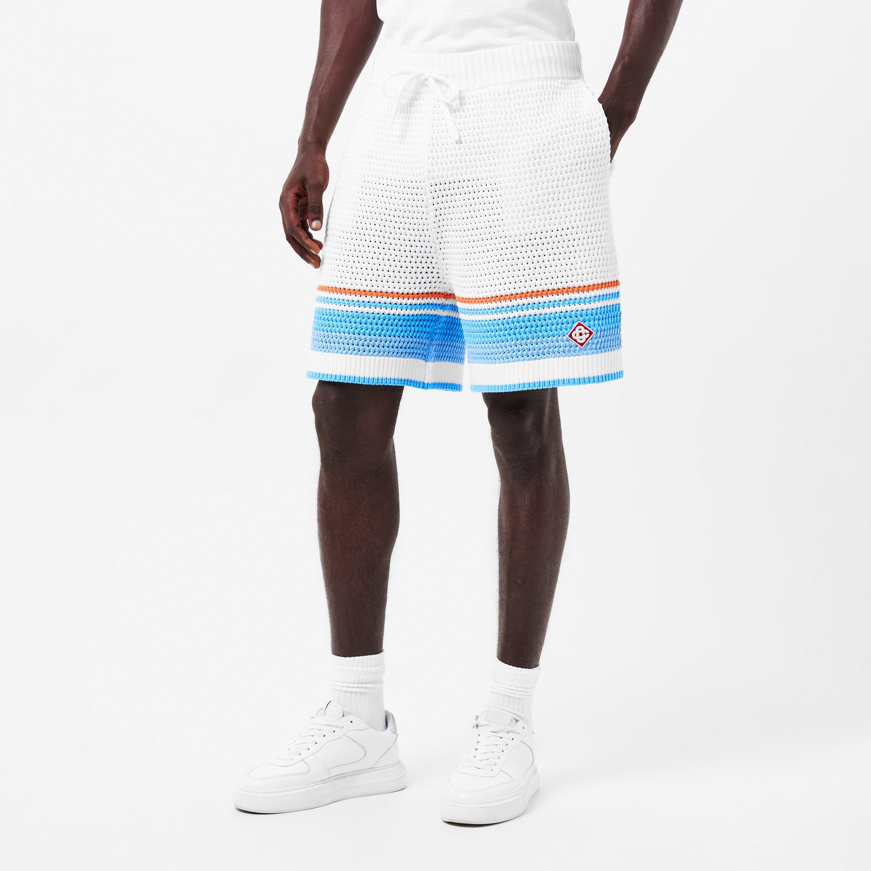 White/Blue - Casablanca - Striped Crochet Shorts - 3