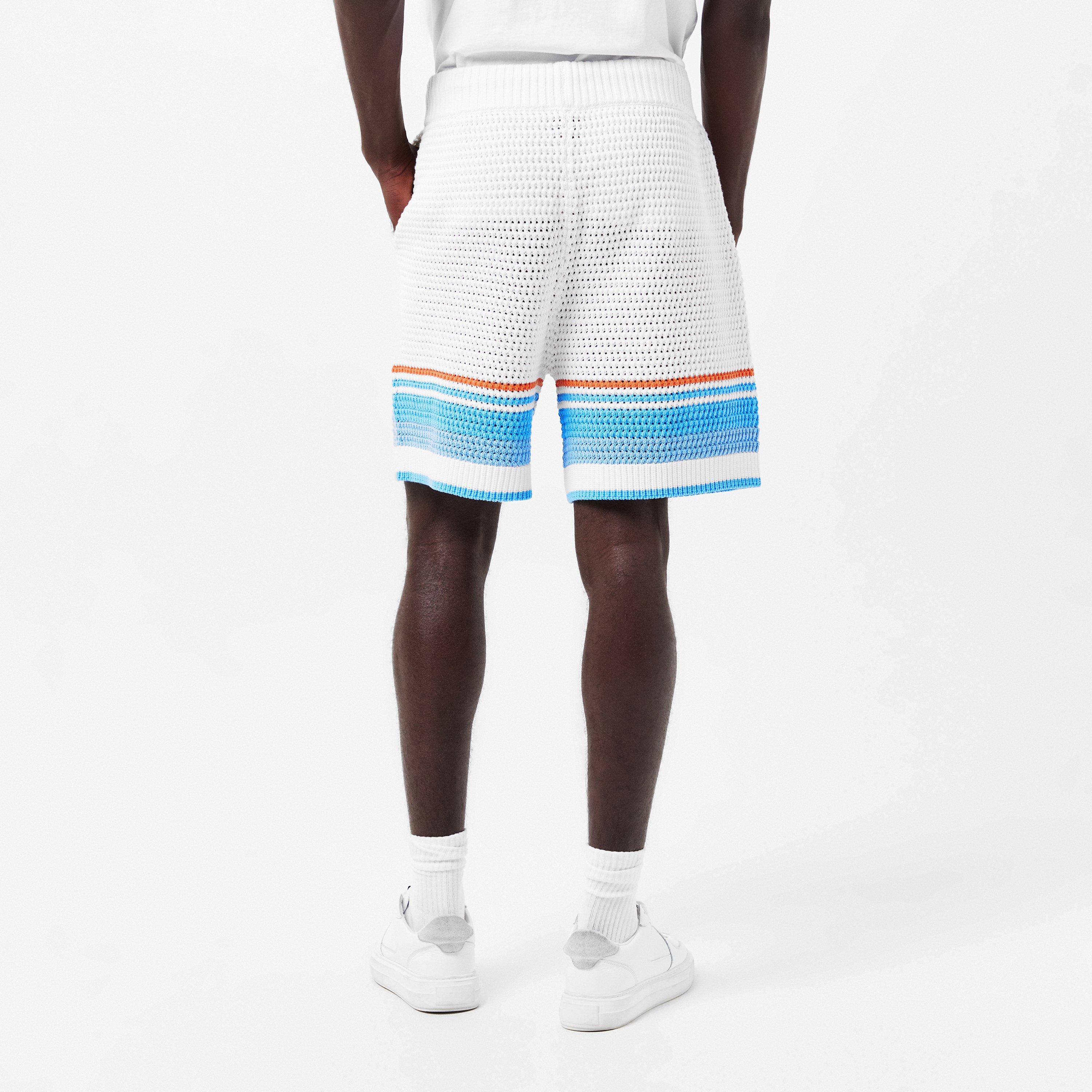 White/Blue - Casablanca - Striped Crochet Shorts - 4