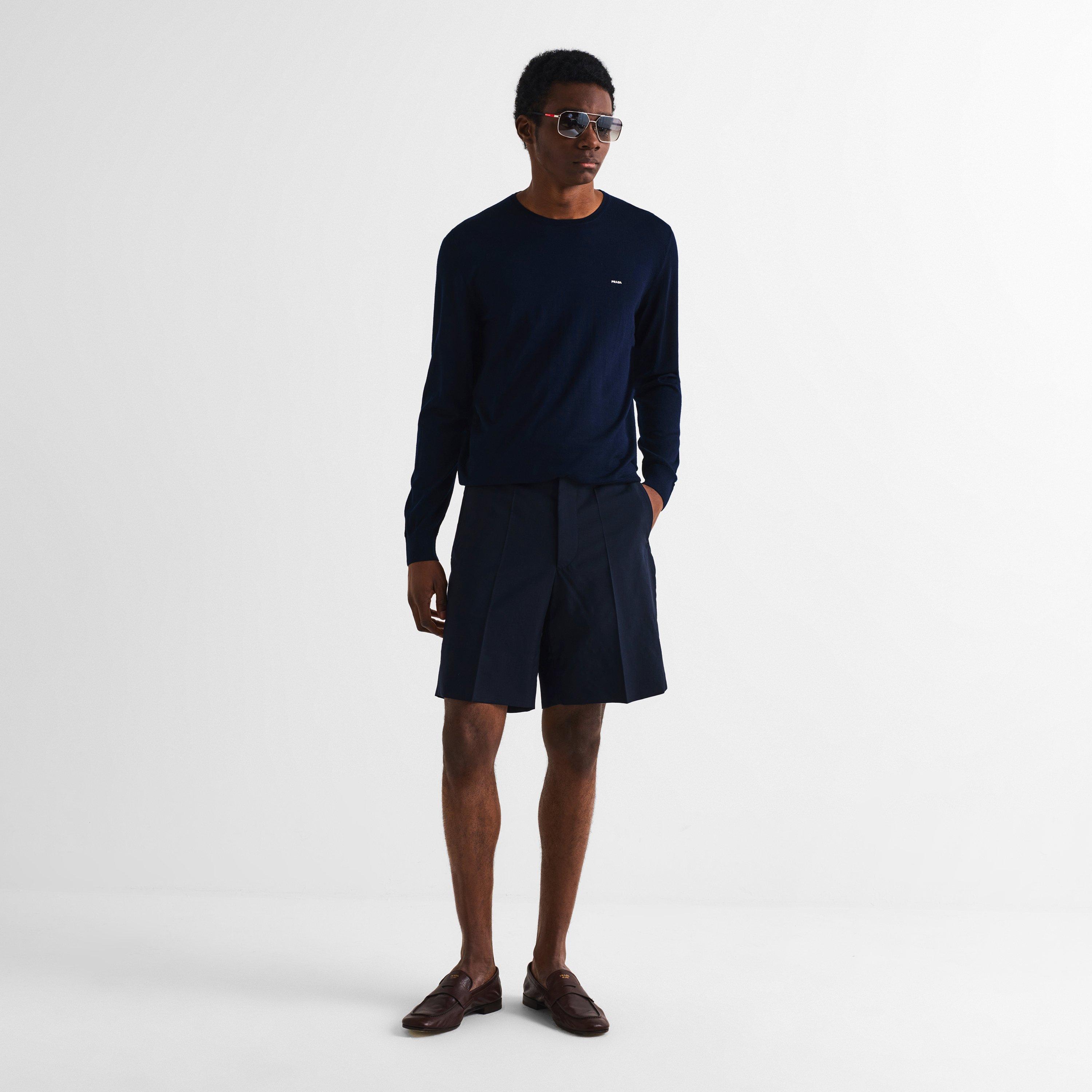 Blue - Prada - Men's Mohair Woven Tracksuit Shorts - 6