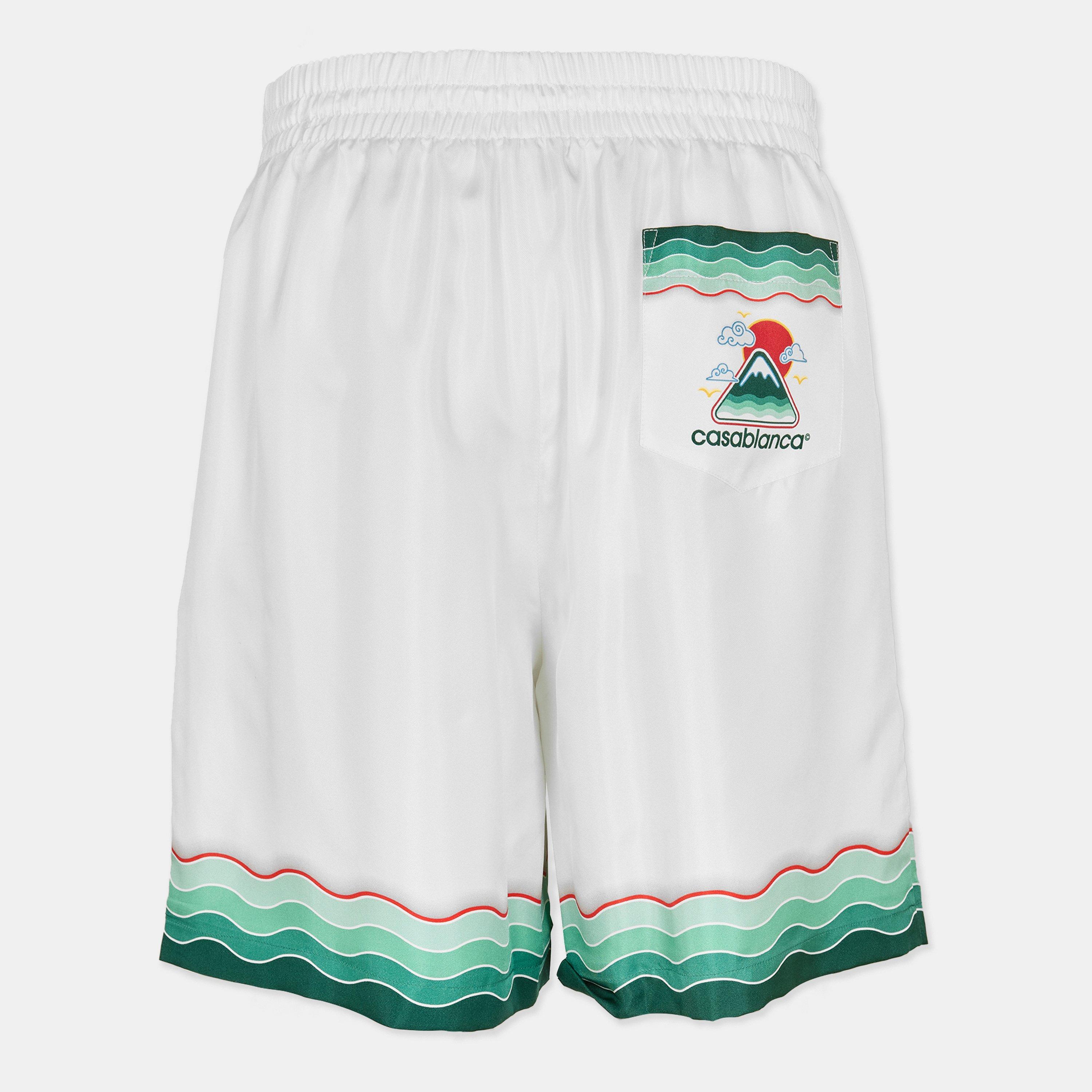 White/Green - Casablanca - Men's Casa Mount Woven Tracksuit Shorts - 2