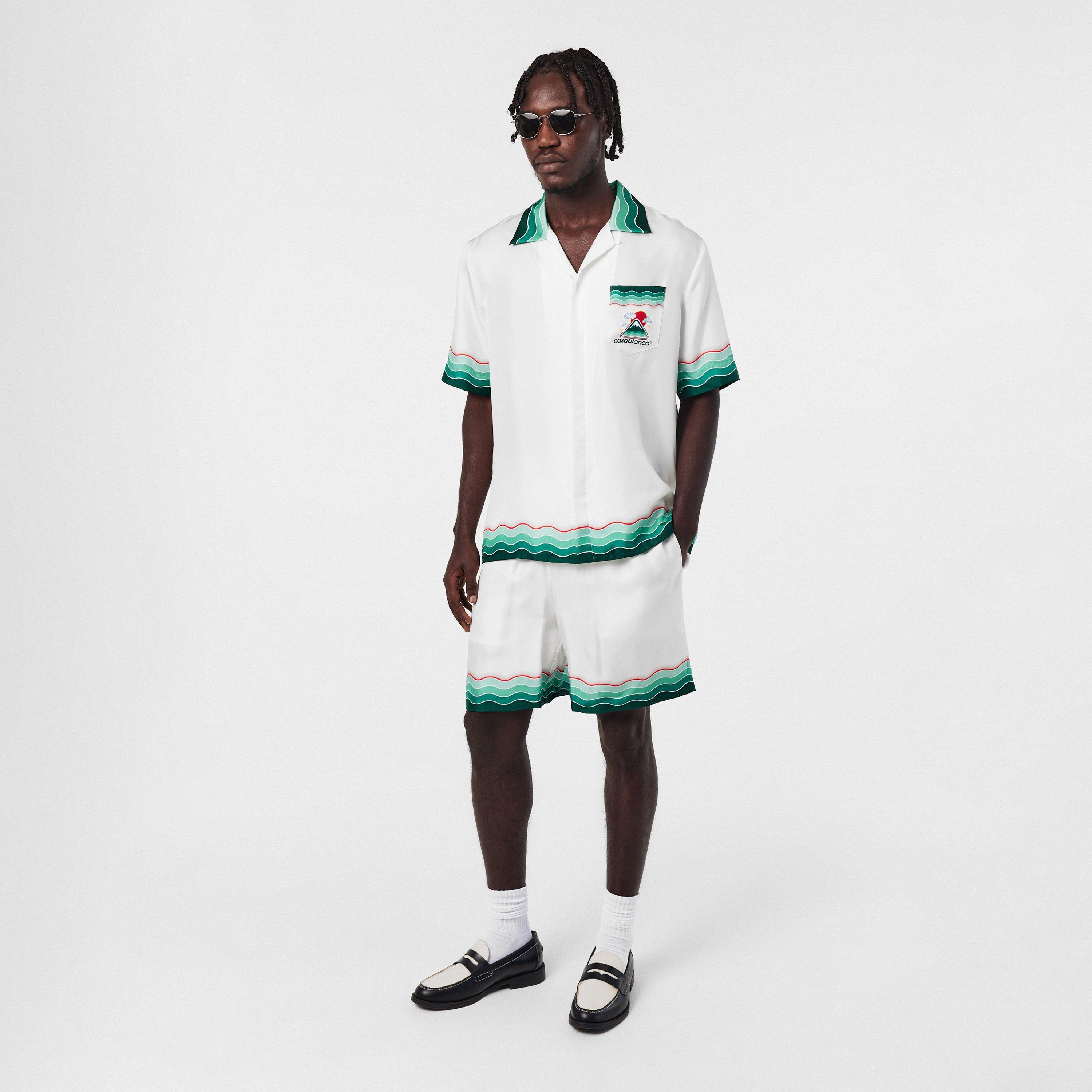 White/Green - Casablanca - Men's Casa Mount Woven Tracksuit Shorts - 6