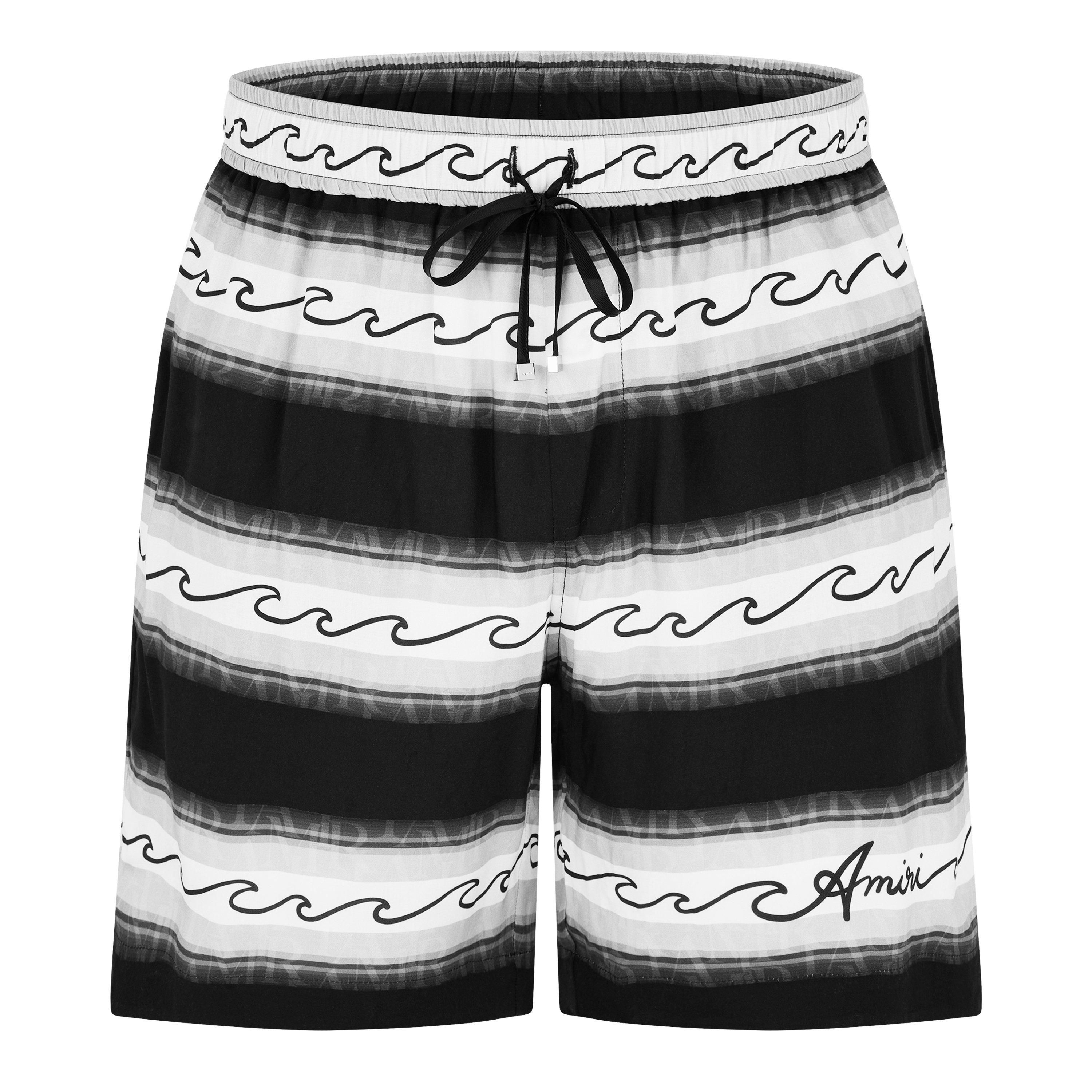 Black - Amiri - Men's Wave Baja Stripe Woven Tracksuit Shorts - 5