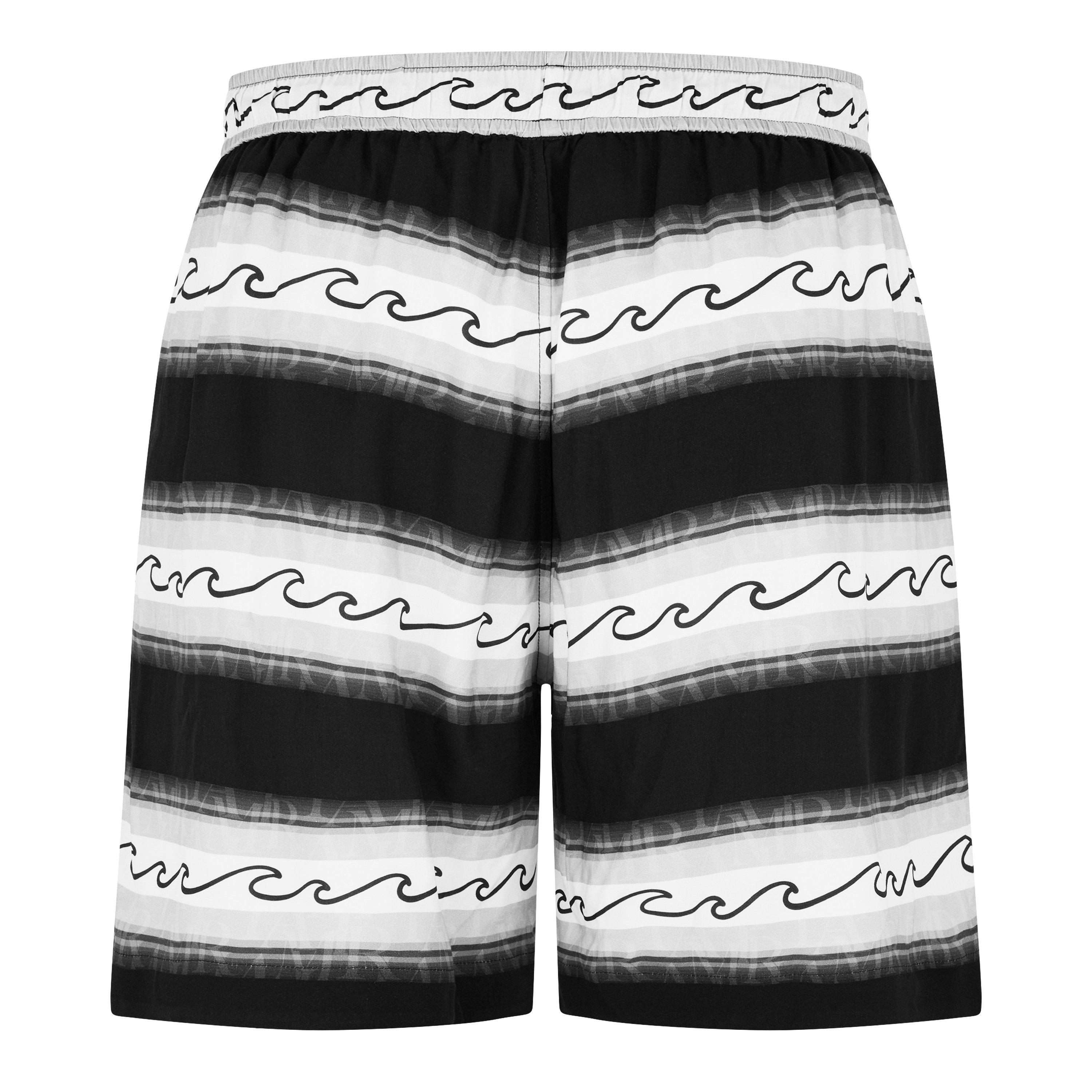 Black - Amiri - Men's Wave Baja Stripe Woven Tracksuit Shorts - 6