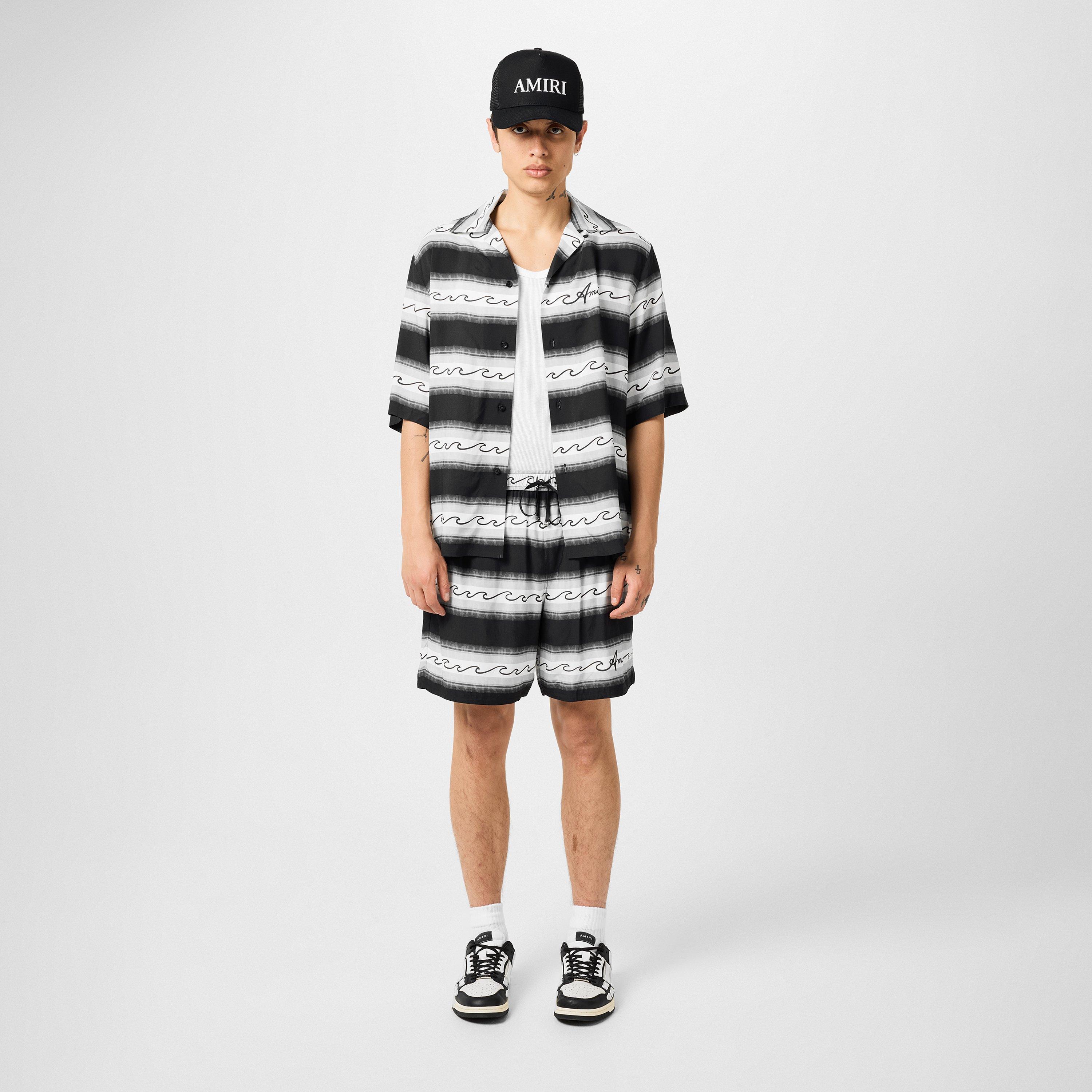 Black - Amiri - Men's Wave Baja Stripe Woven Tracksuit Shorts - 4