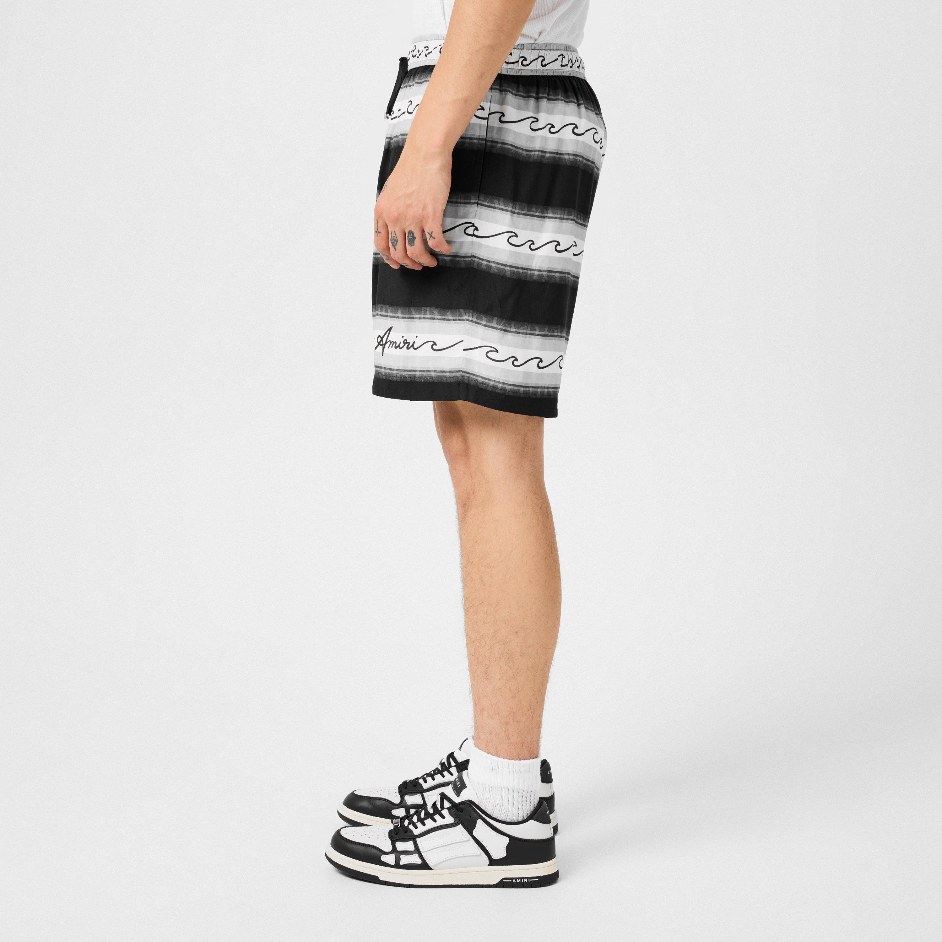 Black - Amiri - Men's Wave Baja Stripe Woven Tracksuit Shorts - 5