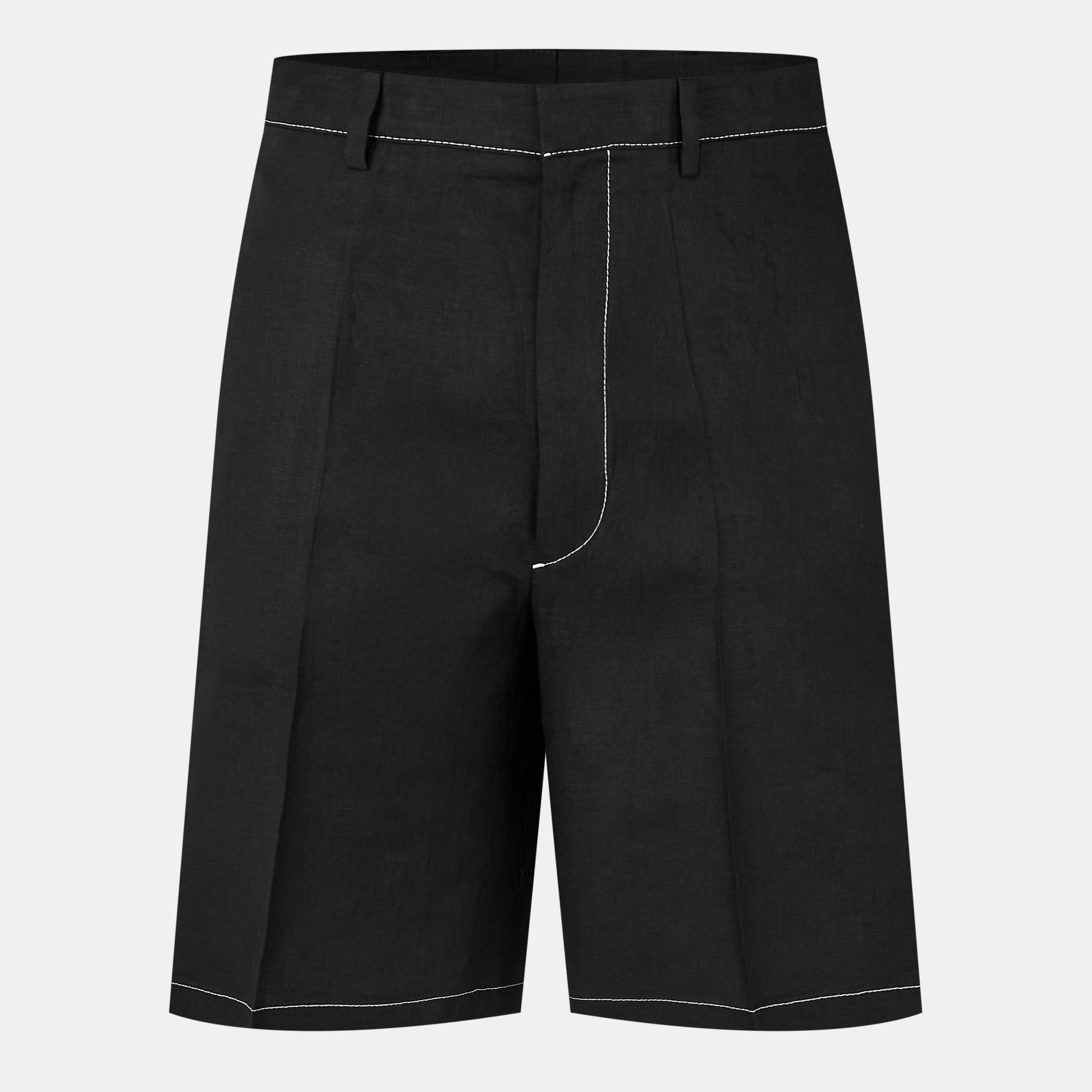 Black - Prada - Men's Linen Woven Tracksuit Shorts - 1