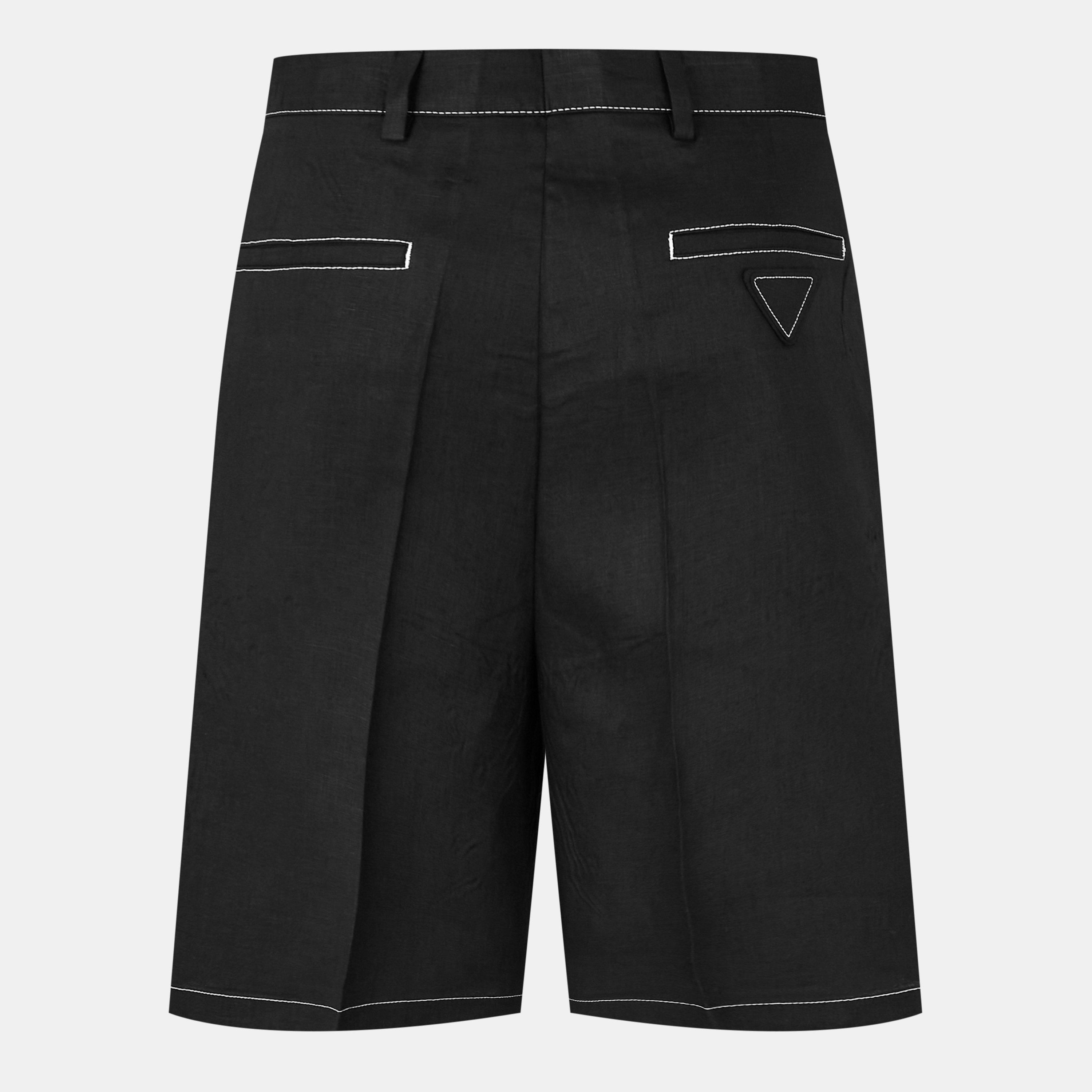 Black - Prada - Men's Linen Woven Tracksuit Shorts - 2