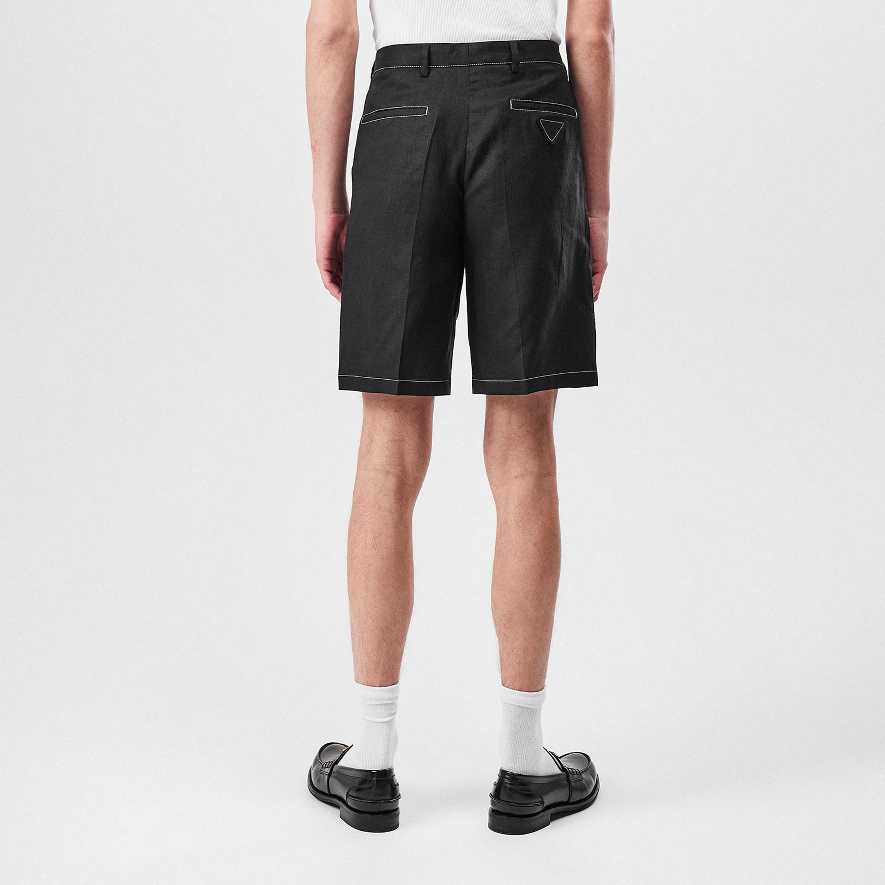 Black - Prada - Men's Linen Woven Tracksuit Shorts - 4