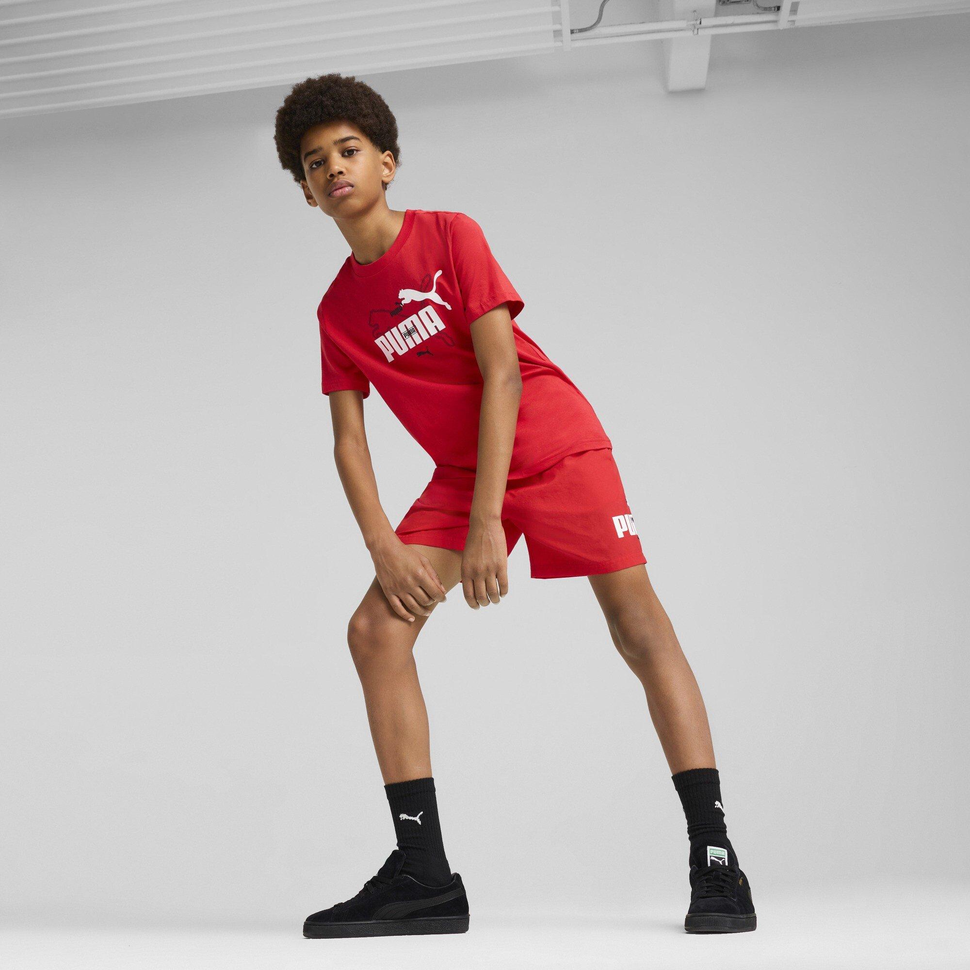 Red/White - Puma - Essentials Logo Lab Summer Junior Shorts - 5