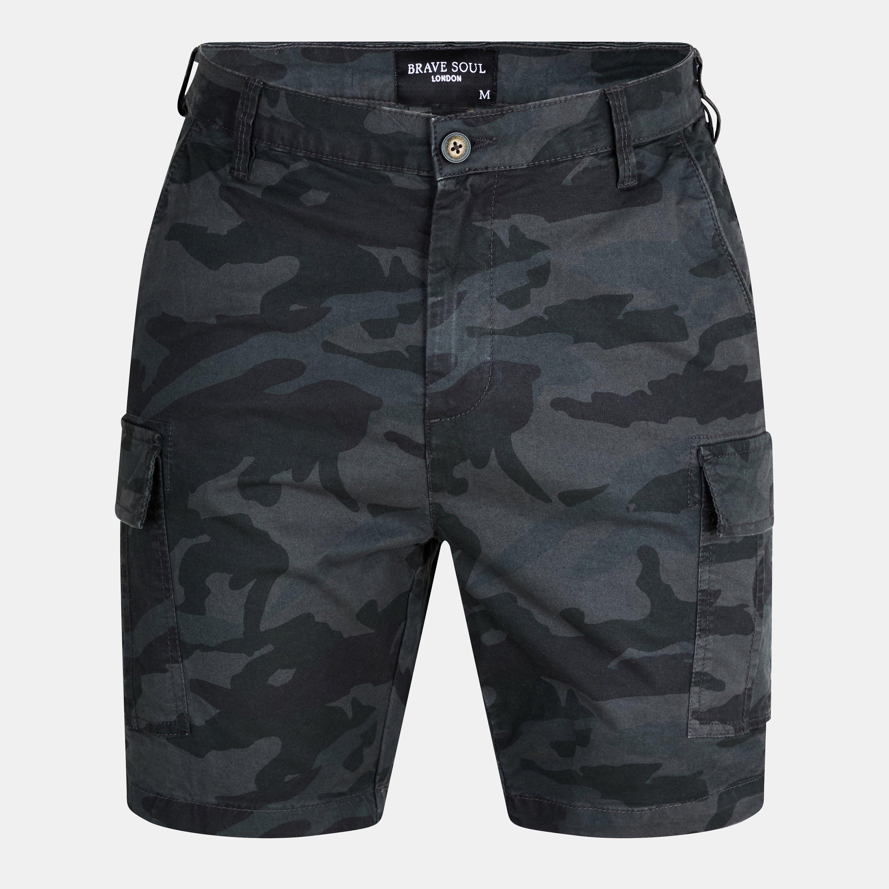 Navy Camo - Brave Soul - Mens Camo Print Cargo Short - 1