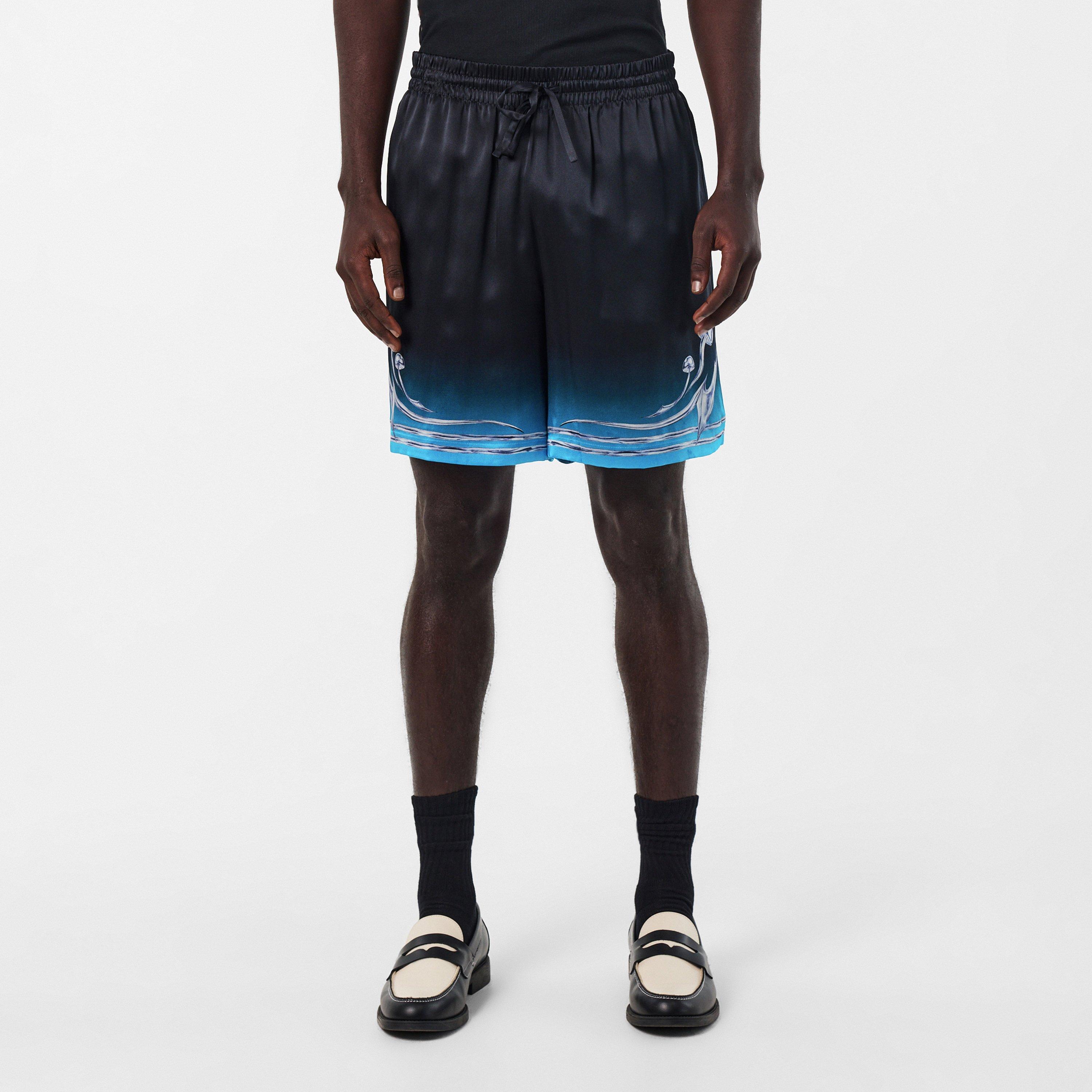 Black - Casablanca - Men's Blades Silk Relaxed Fit Woven Tracksuit Shorts - 3