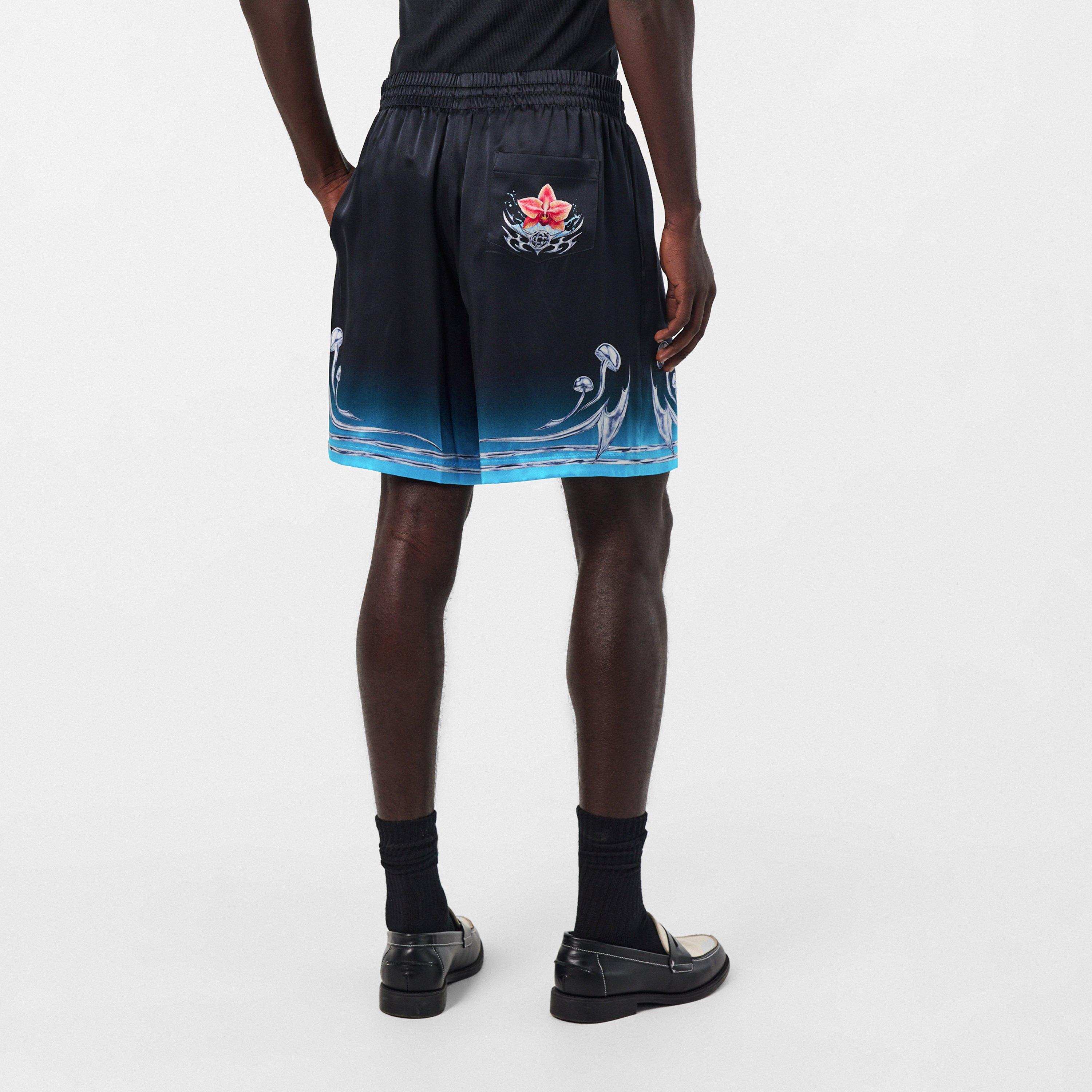 Black - Casablanca - Men's Blades Silk Relaxed Fit Woven Tracksuit Shorts - 4