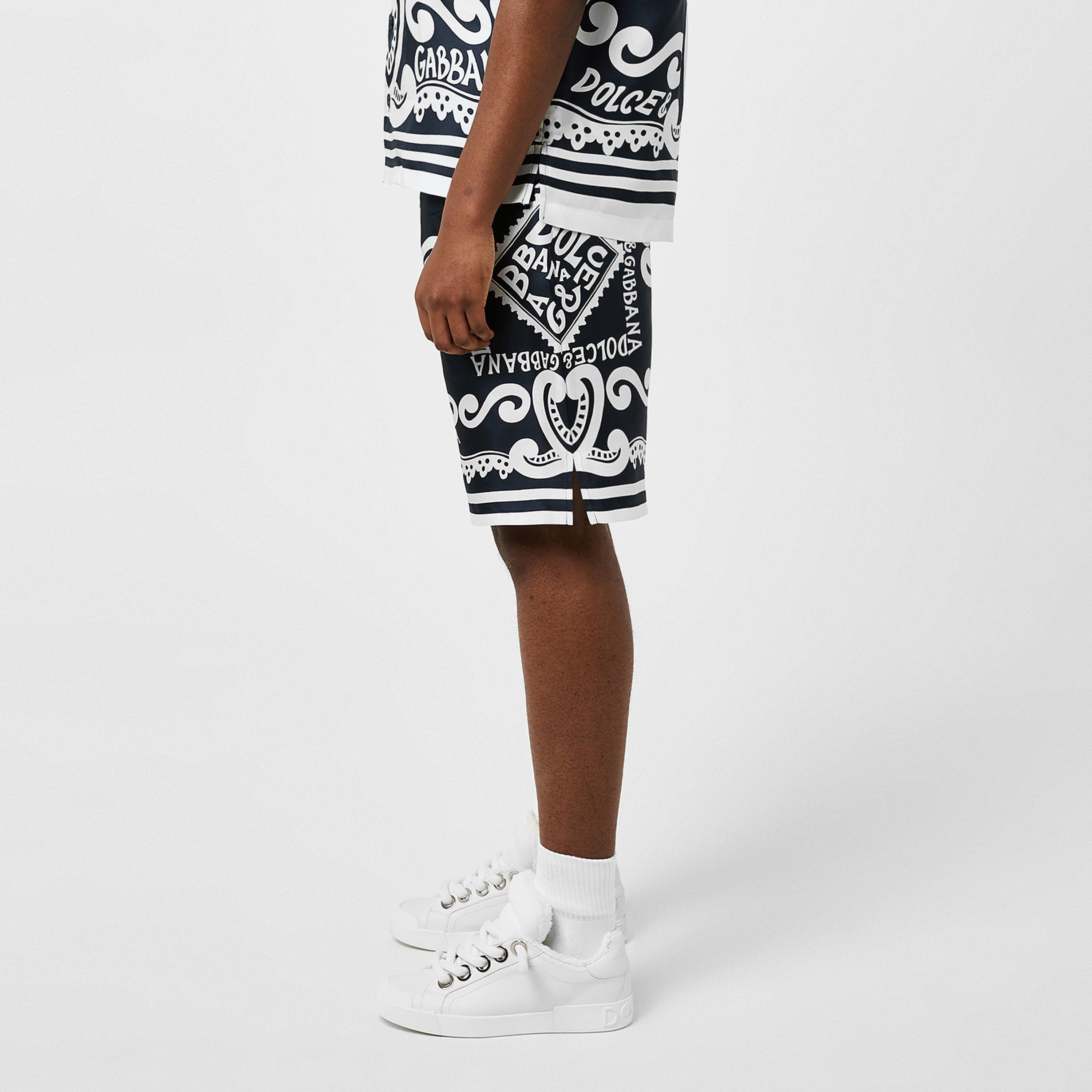 Blue - Dolce and Gabbana - Marina-Print Silk Shorts - 2