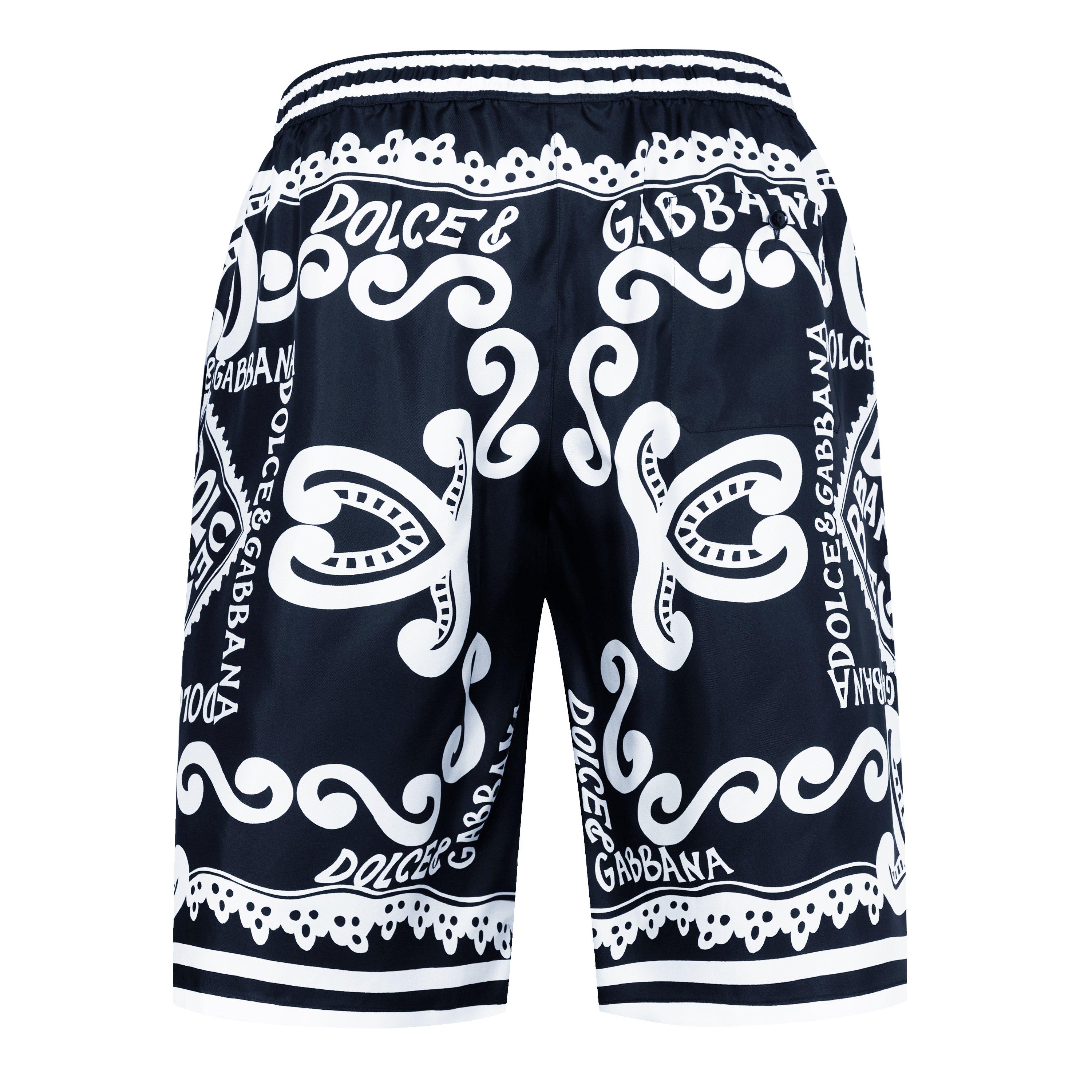 Blue - Dolce and Gabbana - Marina-Print Silk Shorts - 6