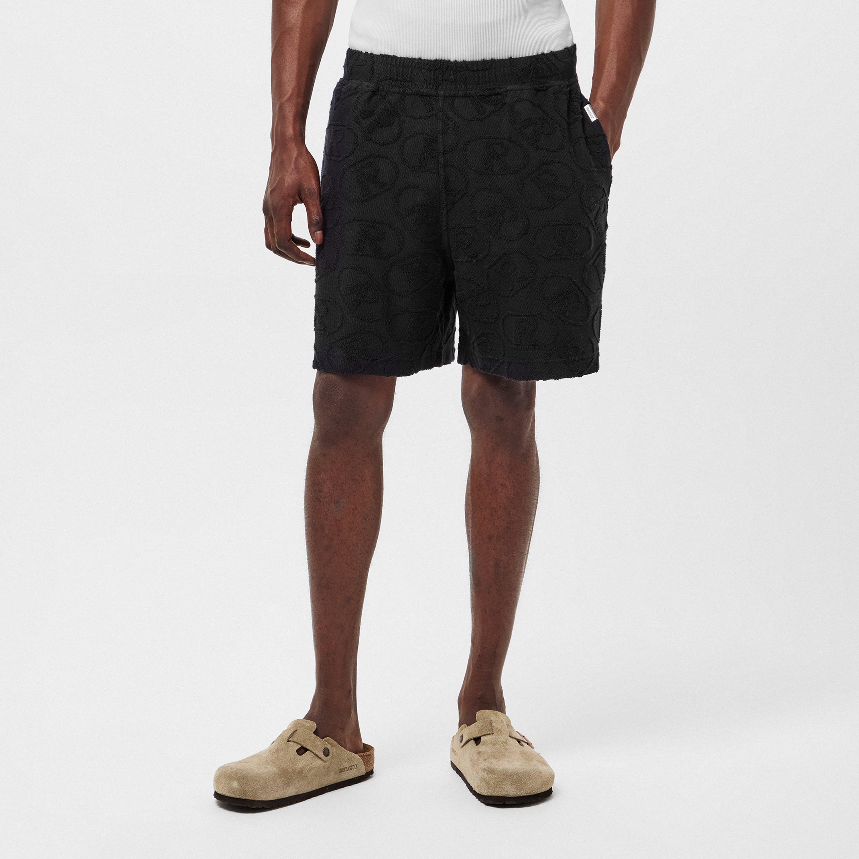 Black - Represent - Men's Rep All-over Towel Fabric Shorts - 3