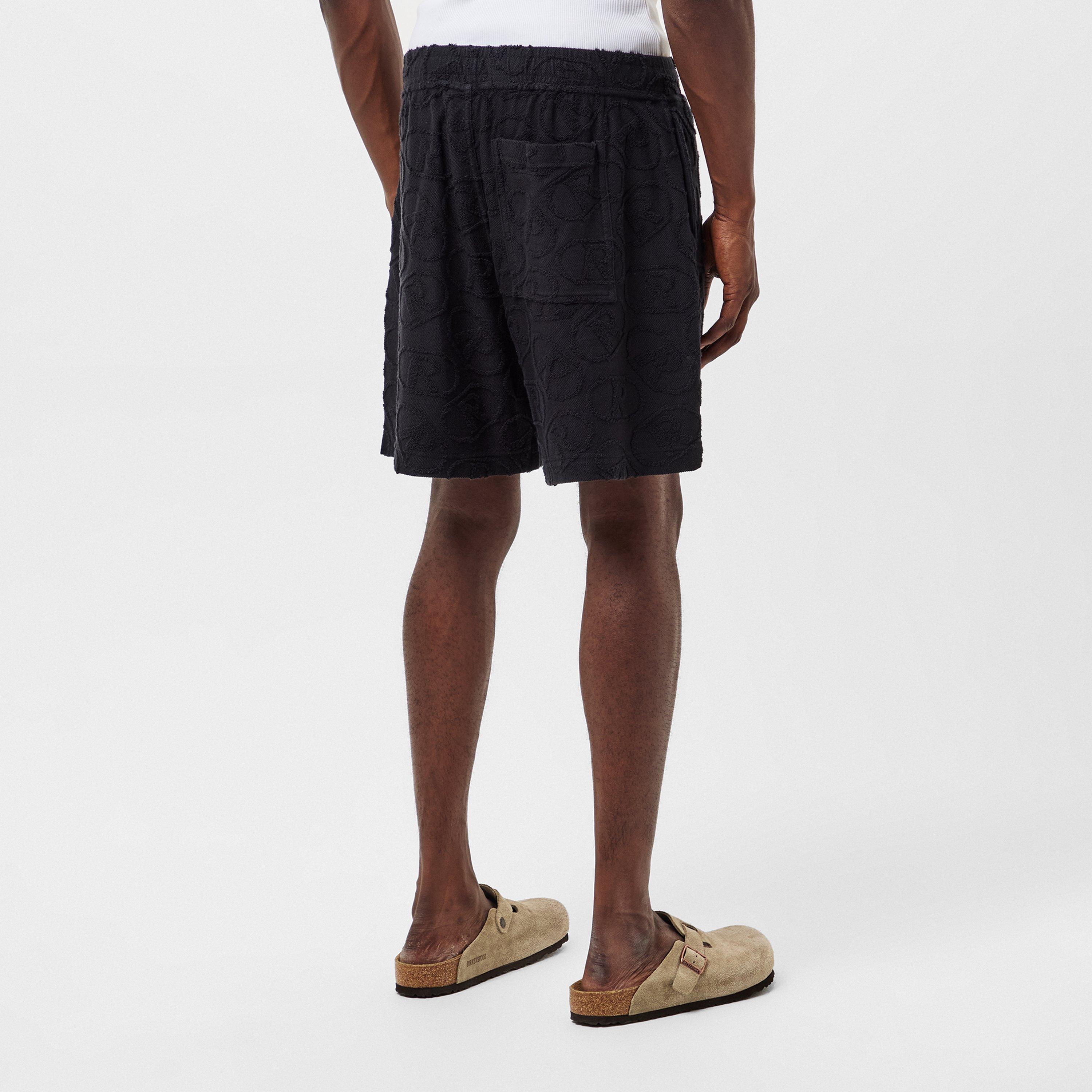 Black - Represent - Men's Rep All-over Towel Fabric Shorts - 4