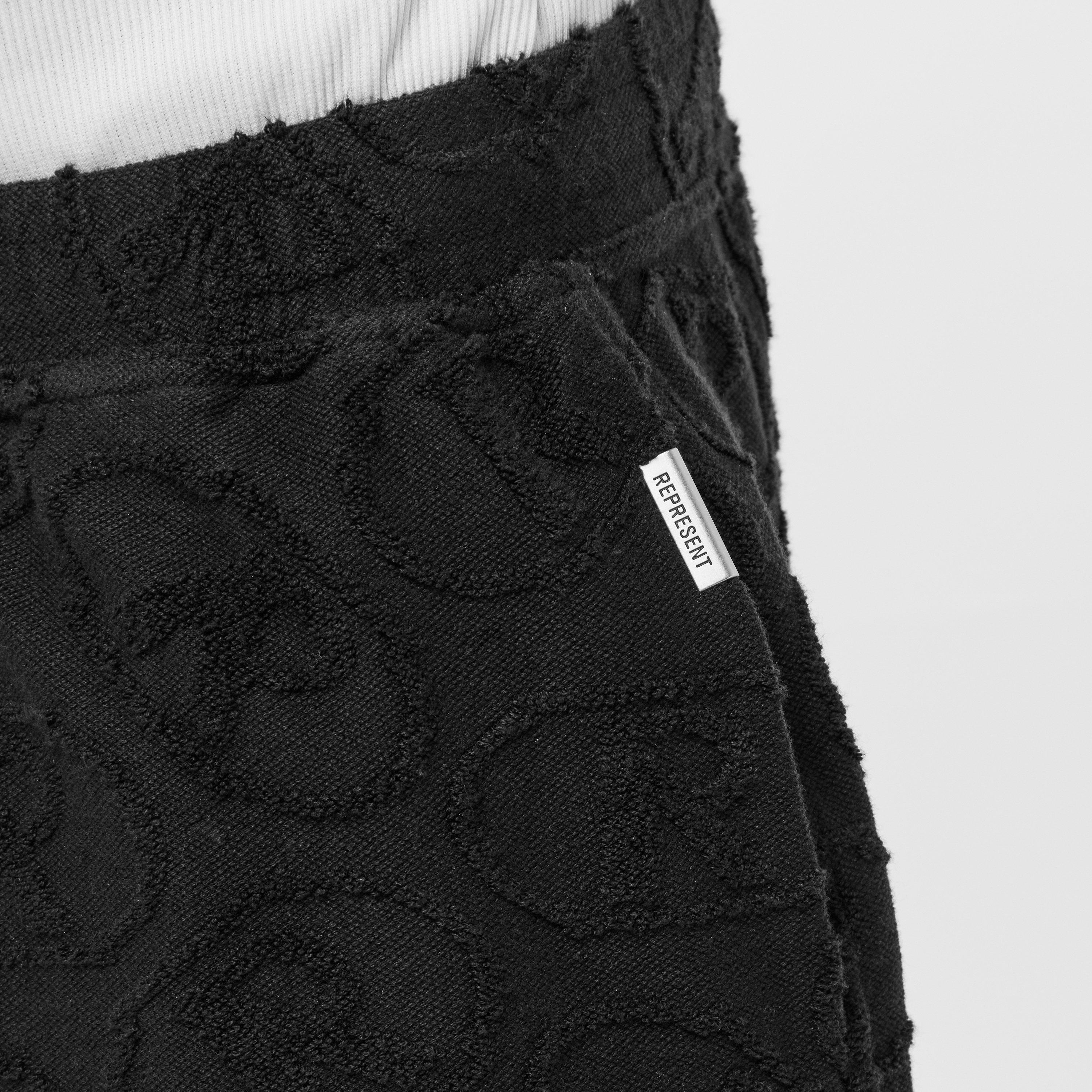 Black - Represent - Men's Rep All-over Towel Fabric Shorts - 5
