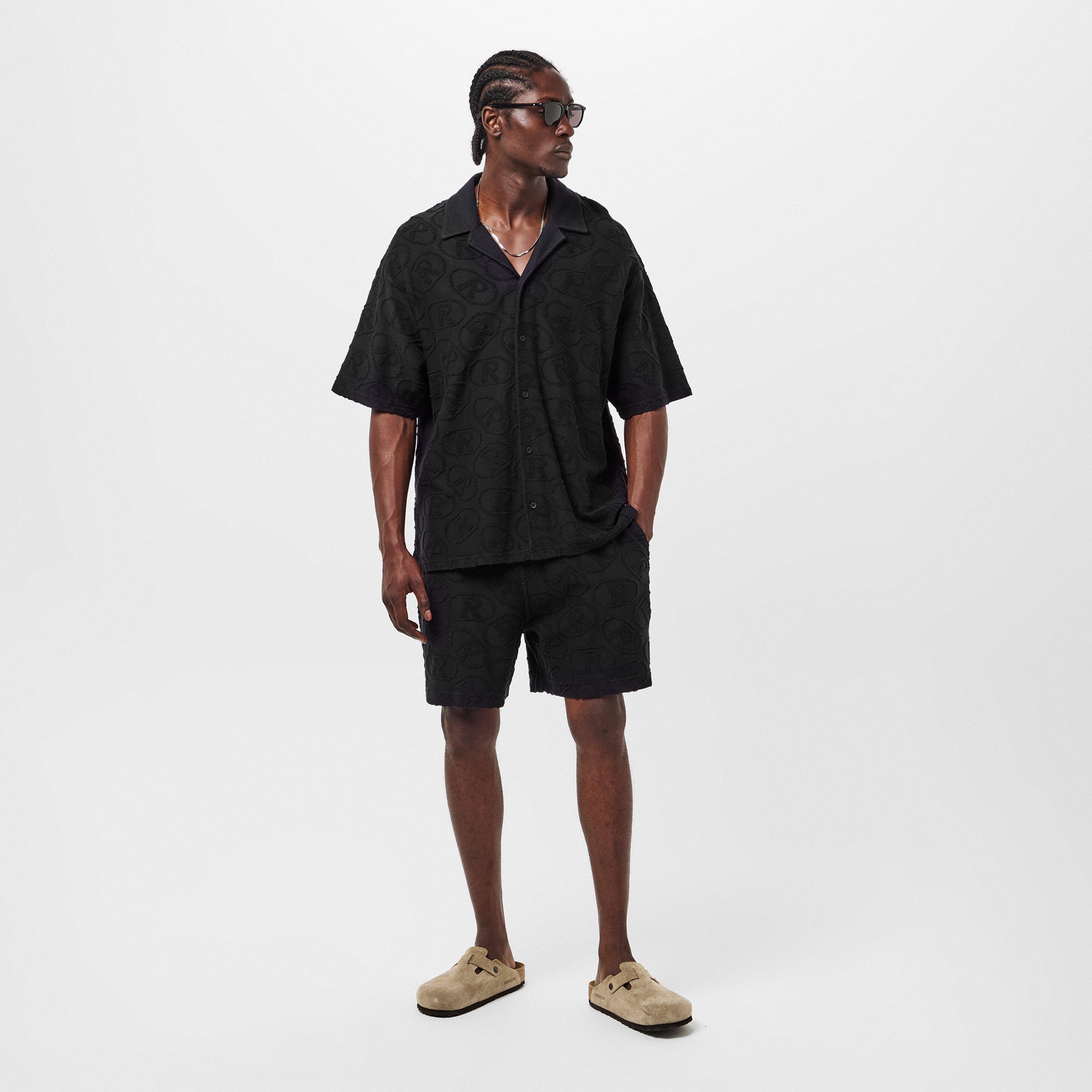 Black - Represent - Men's Rep All-over Towel Fabric Shorts - 6