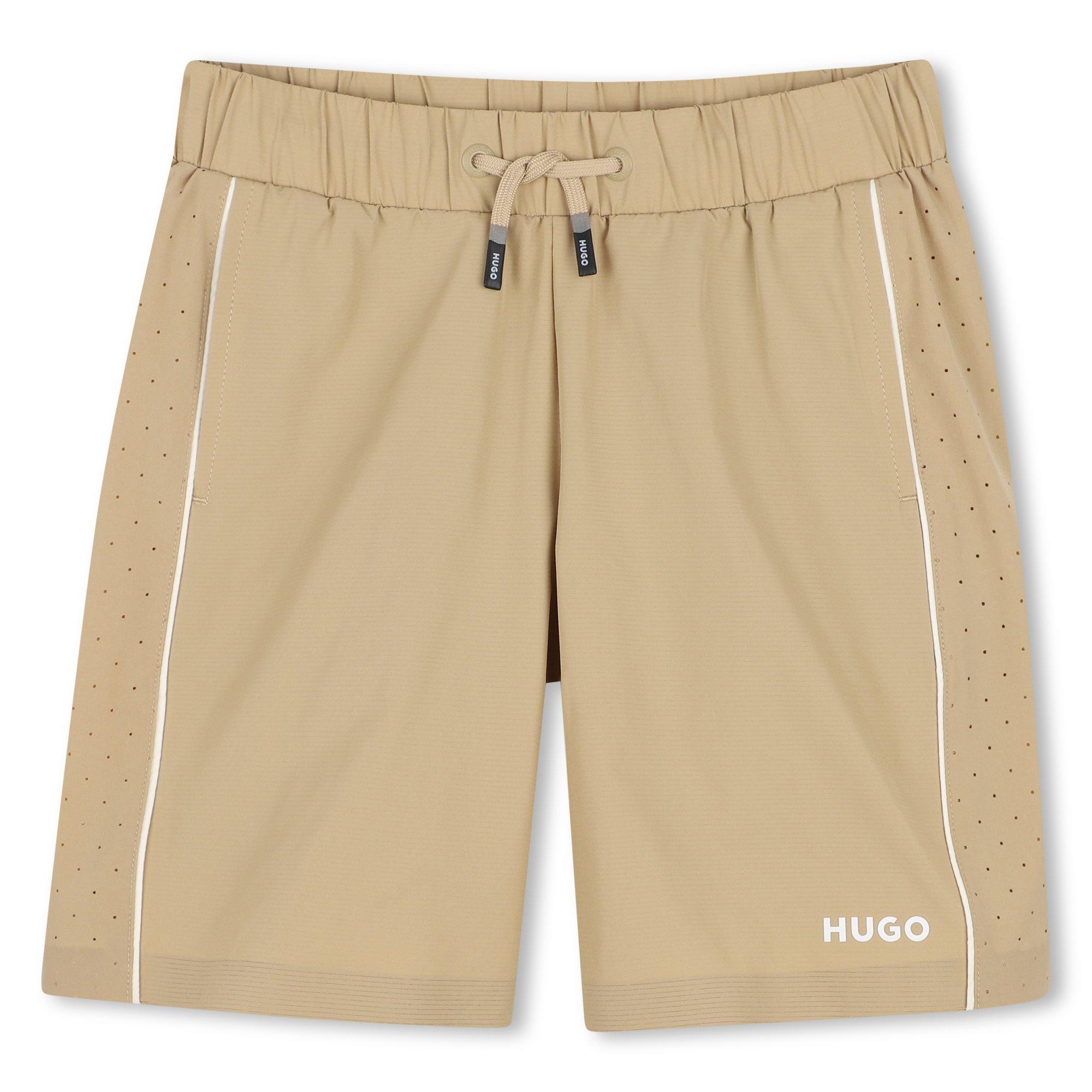 Hugo Boys Kids' Woven Tracksuit Shorts - Sand - 12Y