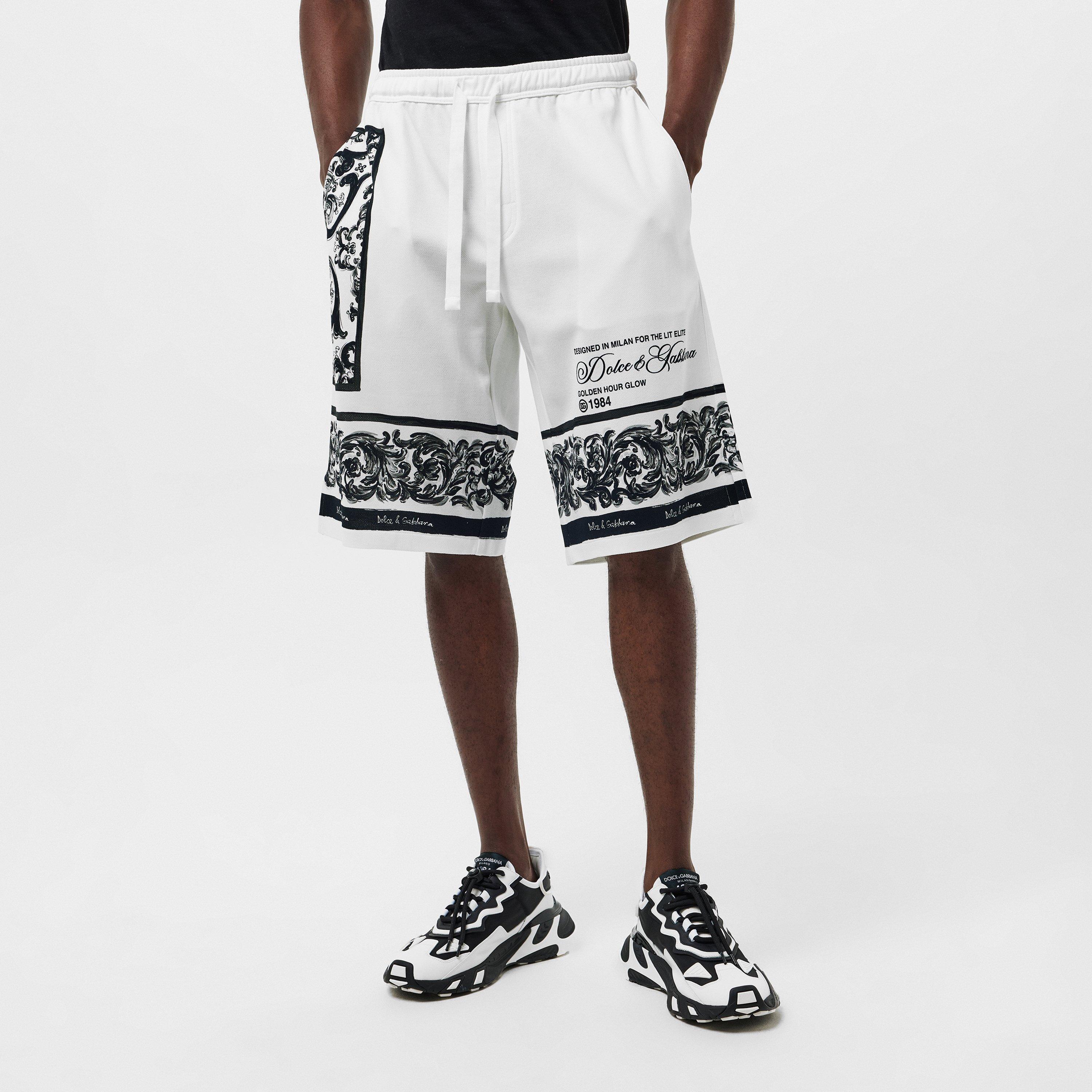 Old DOLCE&GABBANA　Baggy Shorts Old DOLCE&GABBANA Baggy Shorts Poplin jogging shorts with majolica