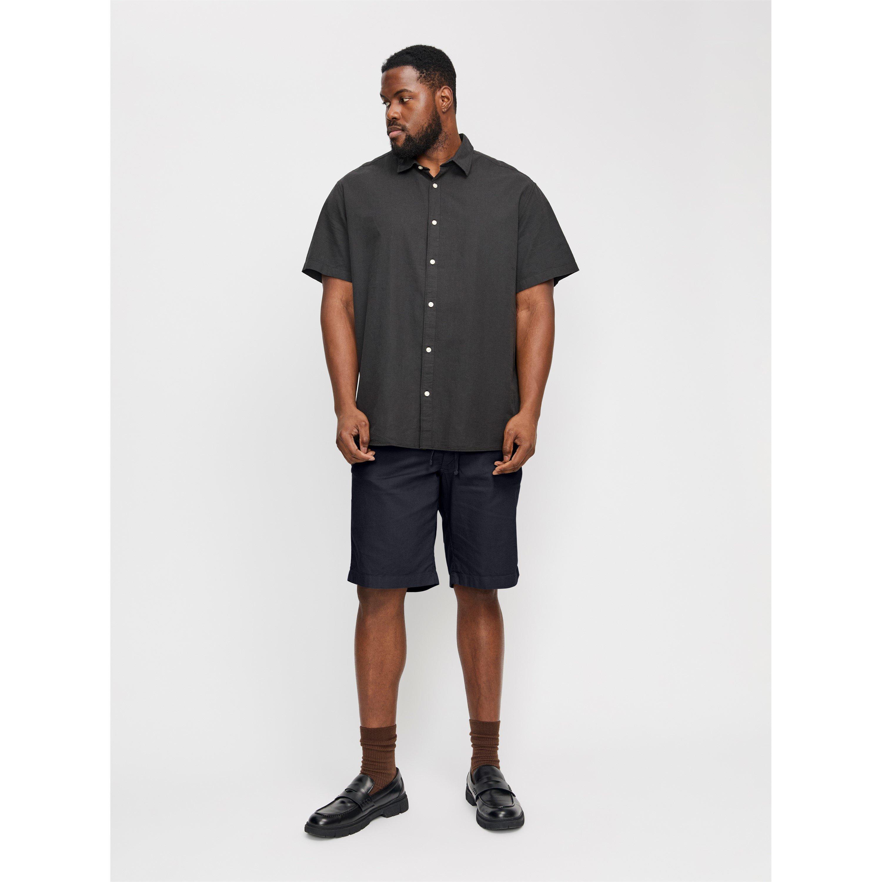 Dark Navy - Jack and Jones - Linen Plus Size Tracksuit Shorts - 2