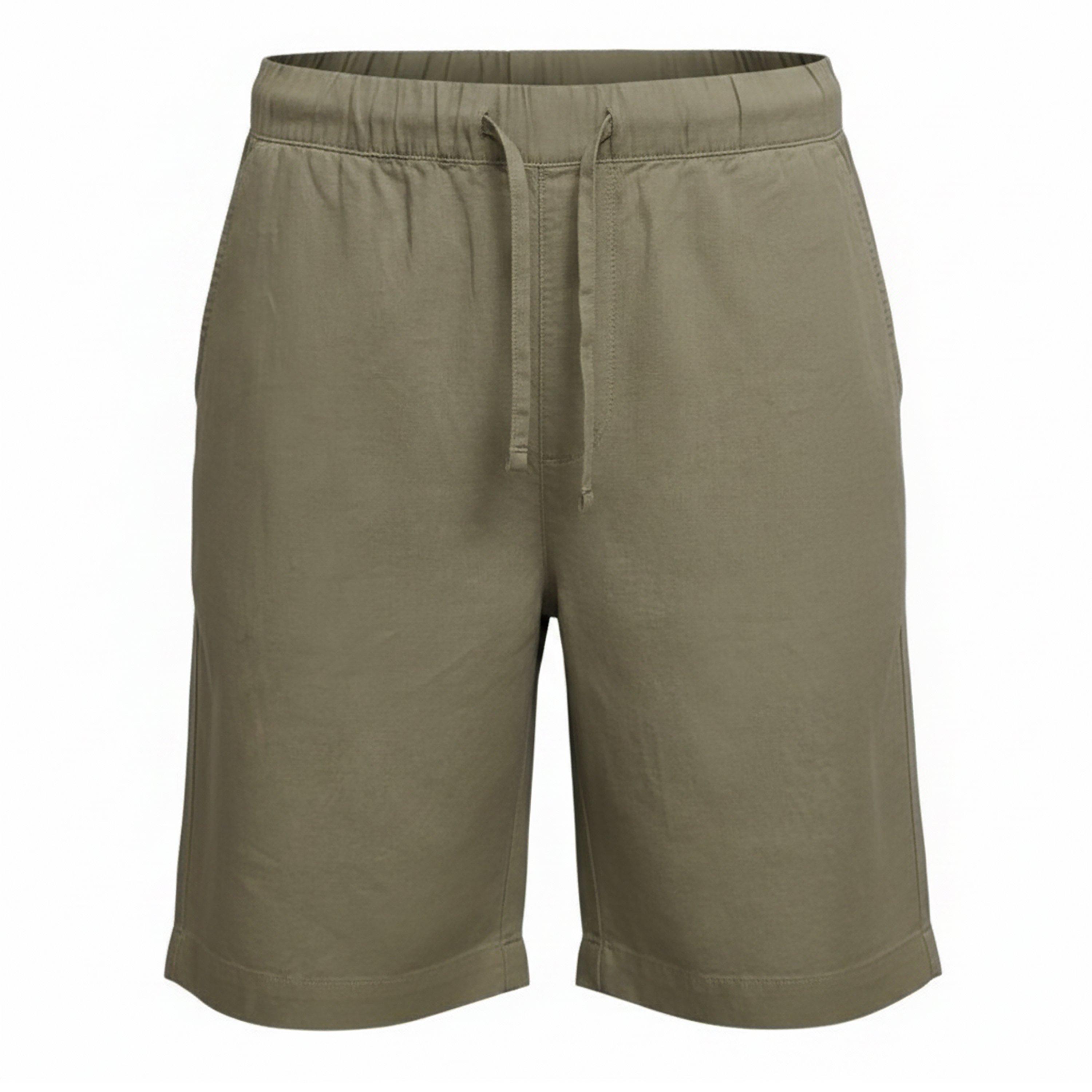 Khaki - Jack Wills - Men's Linen-Blend Drawstring Woven Tracksuit Shorts - 1