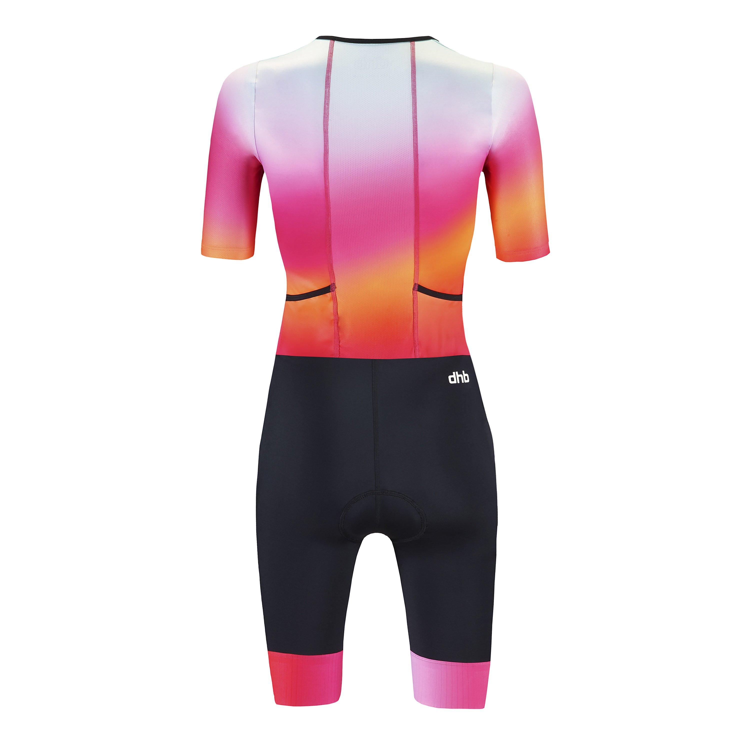 Pink/Wht/Orge - Dhb - Hydron Womens Short Sleeve Tri Suit - 2