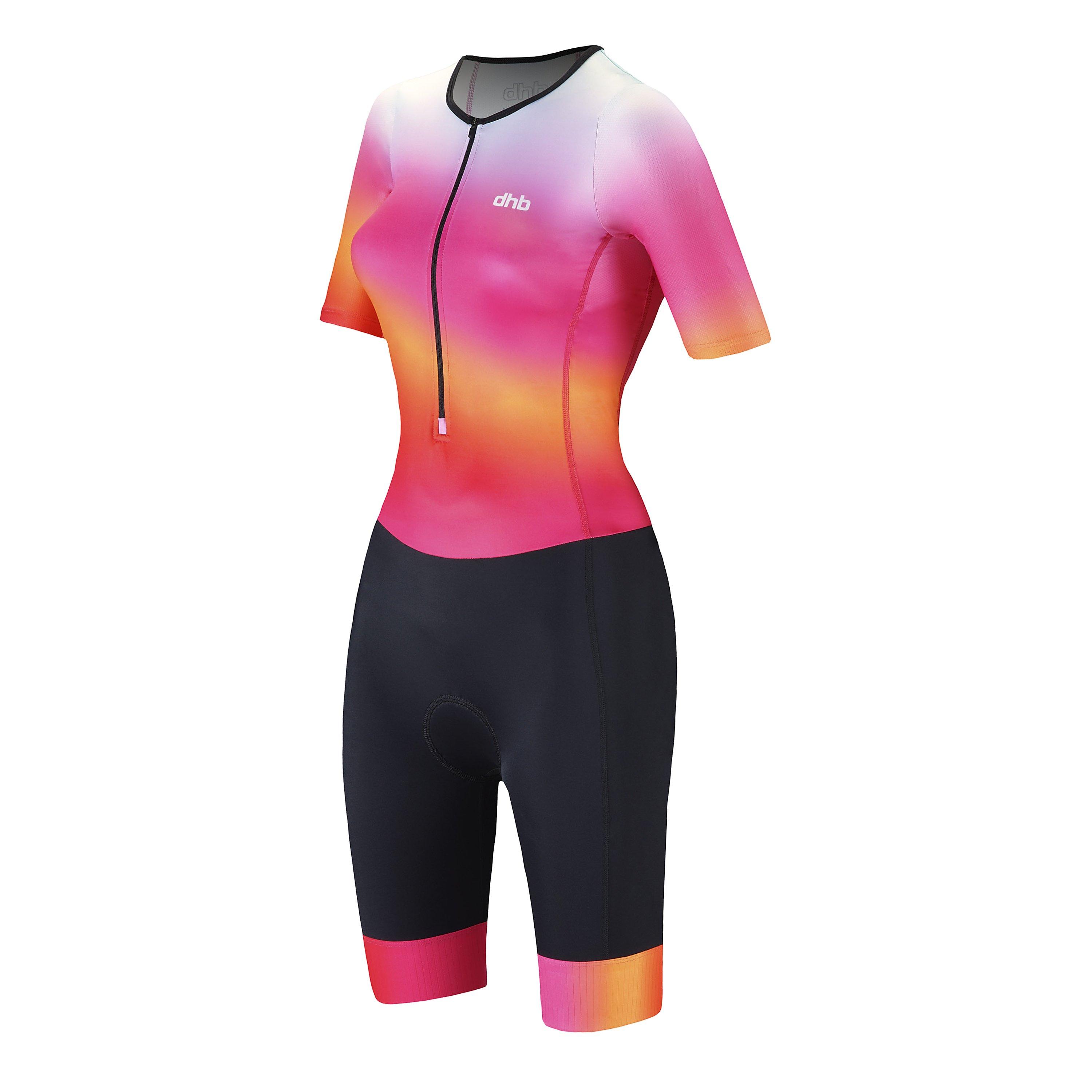 Pink/Wht/Orge - Dhb - Hydron Womens Short Sleeve Tri Suit - 3