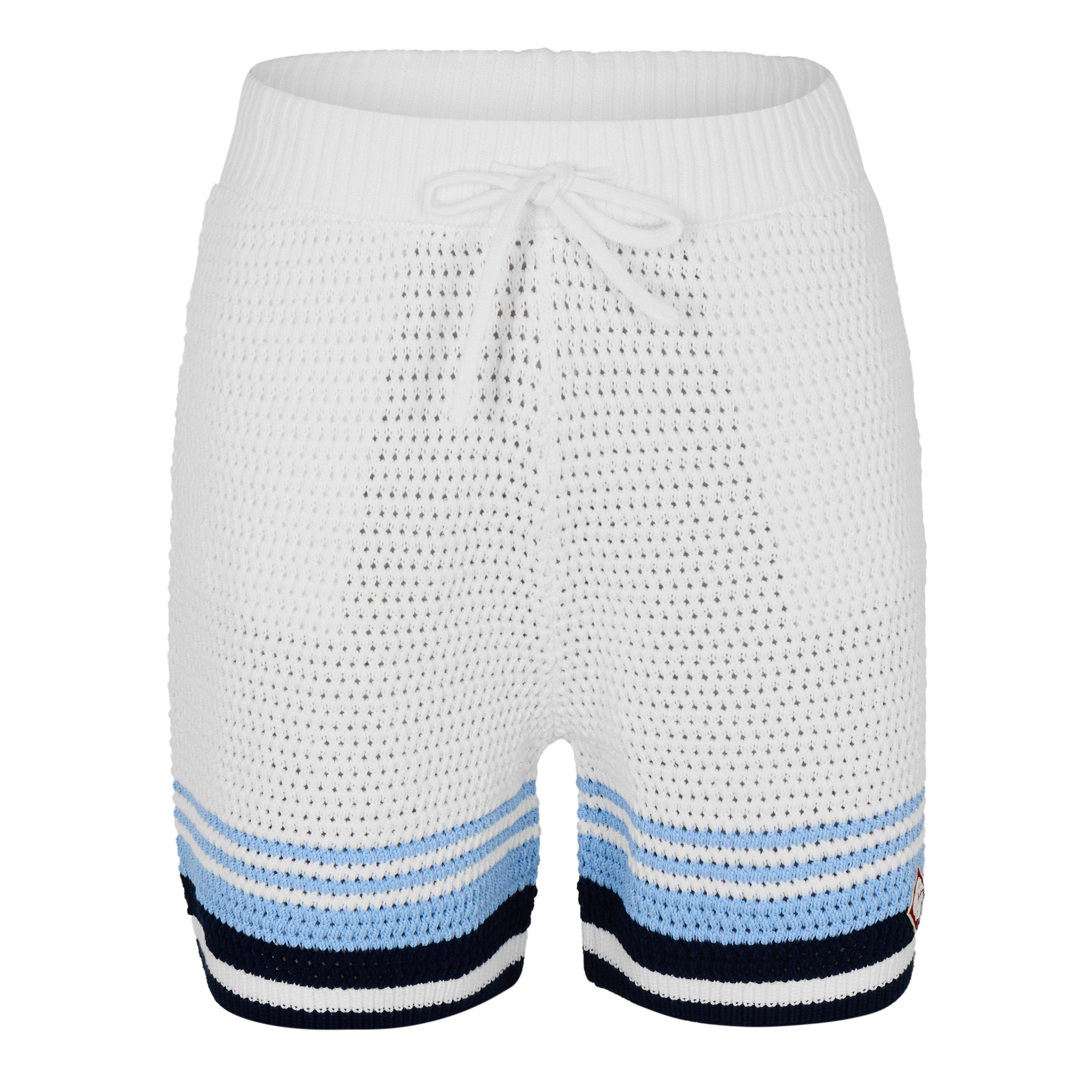 Casablanca Men's Crochet Woven Tracksuit Shorts - White/Blue - Large