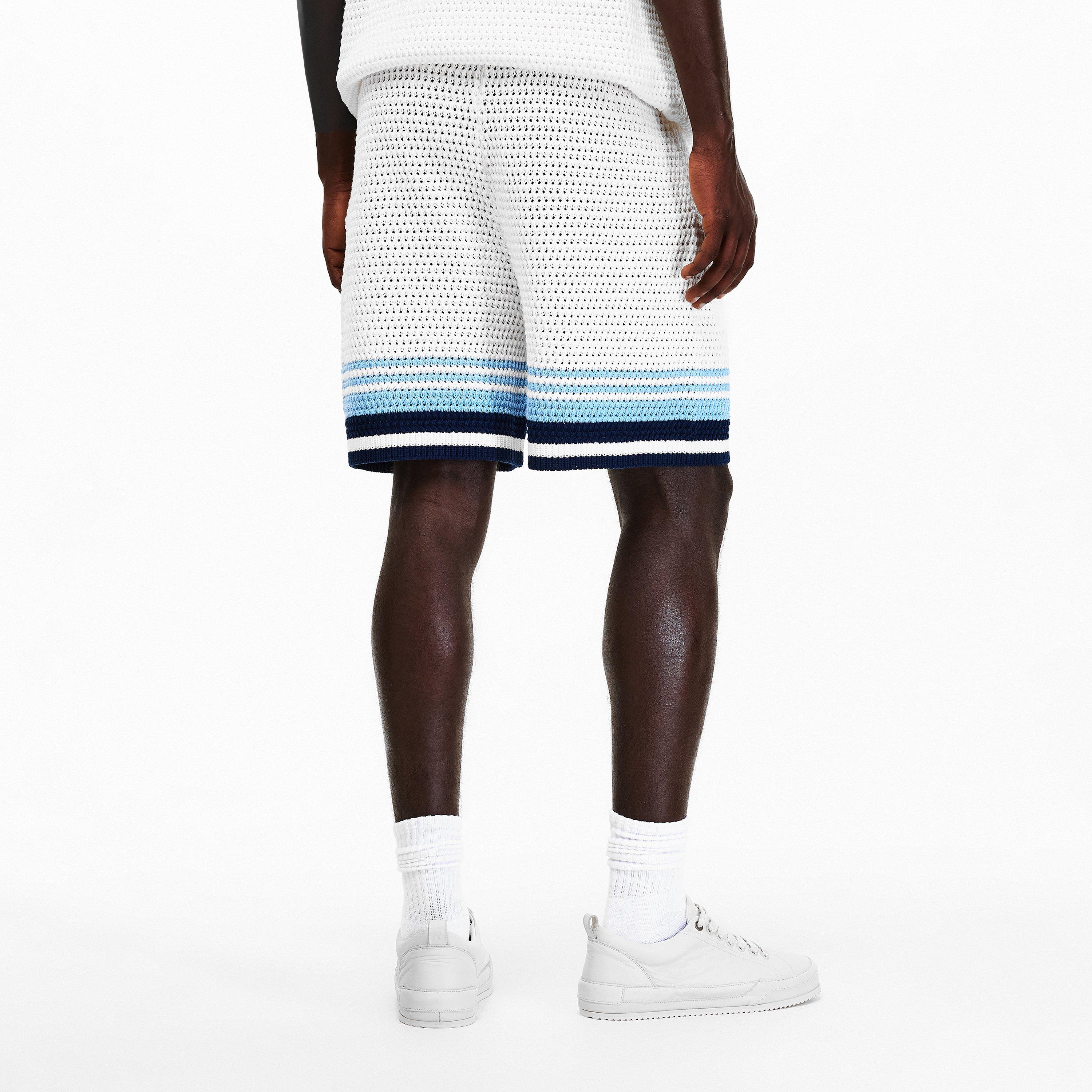 White/Blue - Casablanca - Men's Crochet Woven Tracksuit Shorts - 4