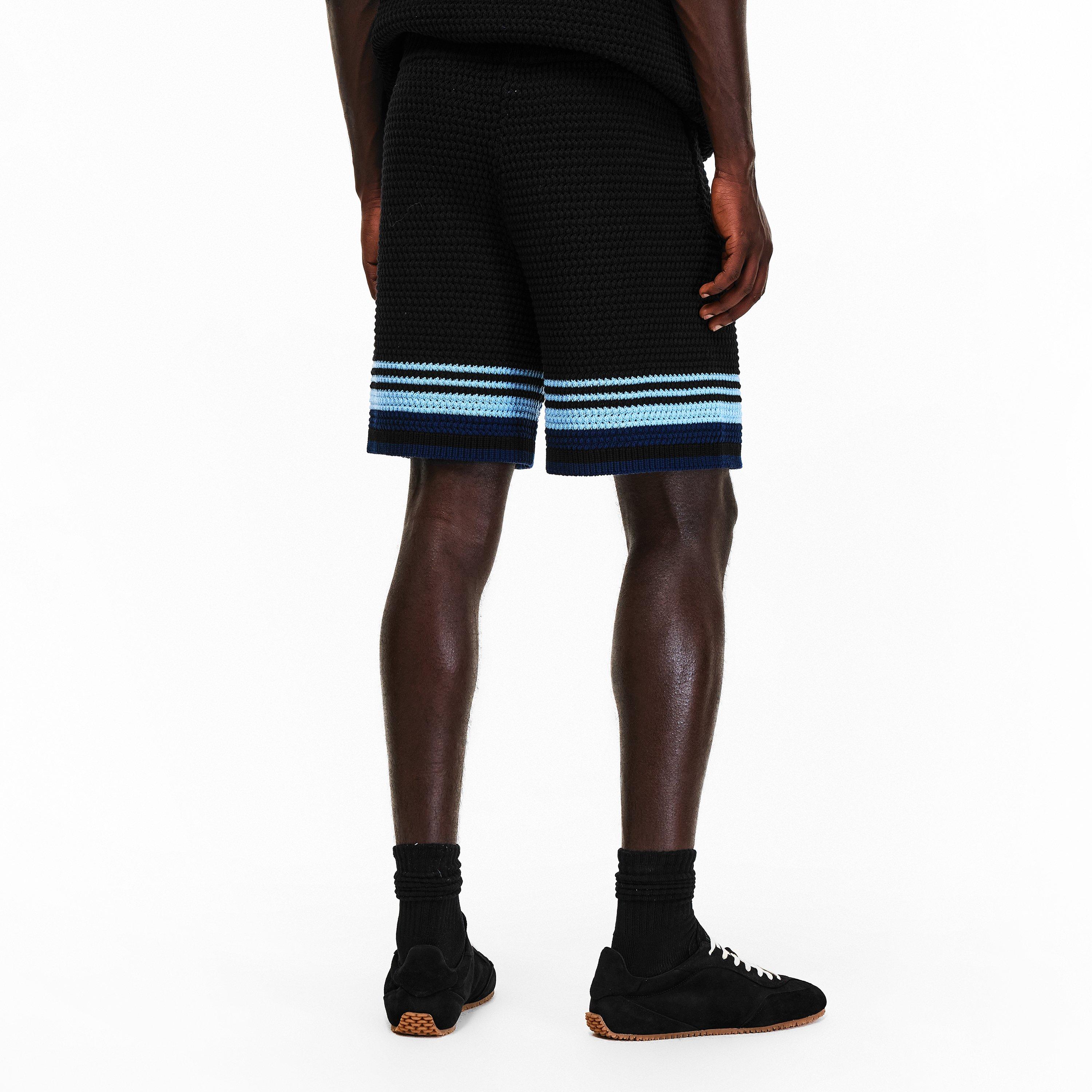 Black/Blue - Casablanca - Men's Crochet Woven Tracksuit Shorts - 4