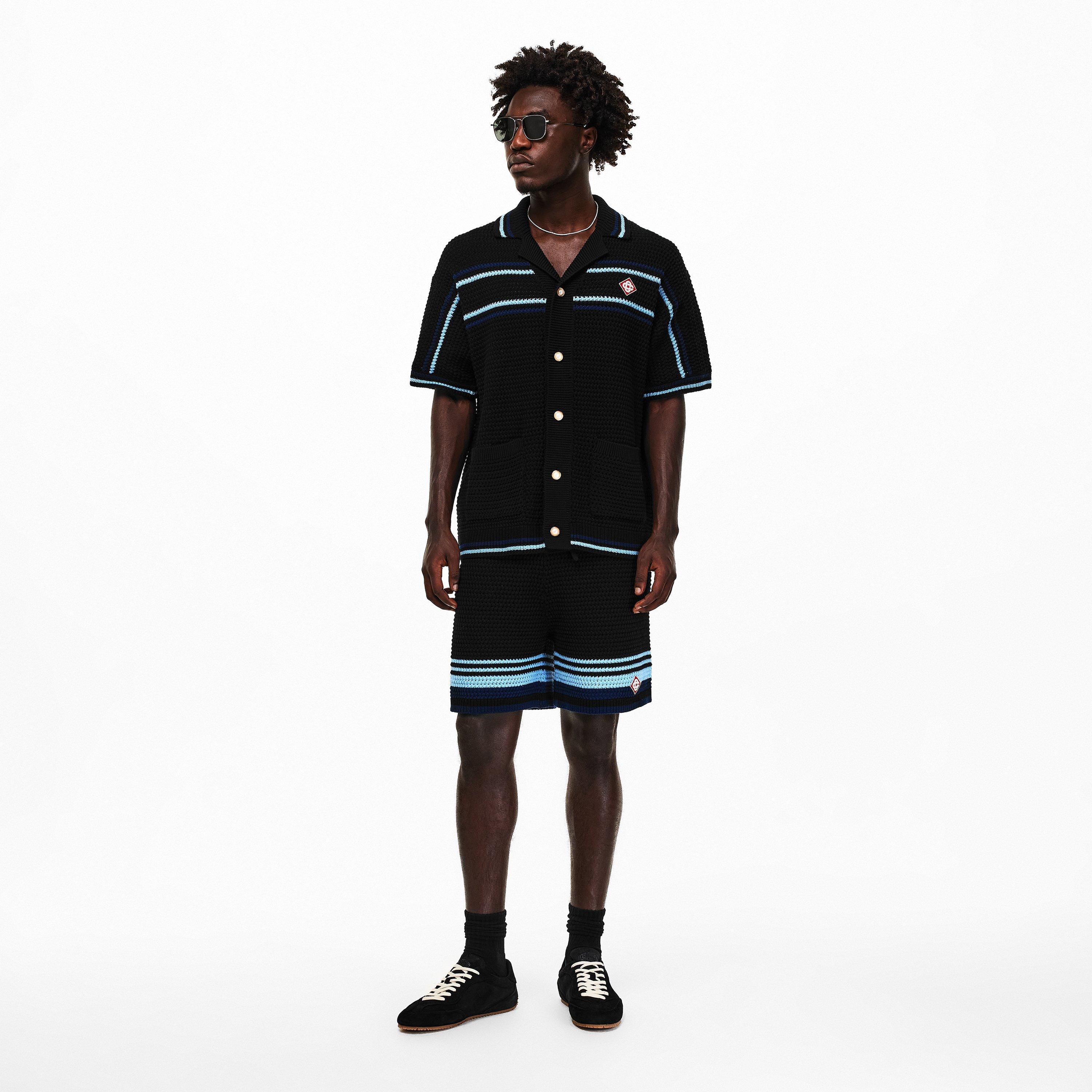 Black/Blue - Casablanca - Men's Crochet Woven Tracksuit Shorts - 6