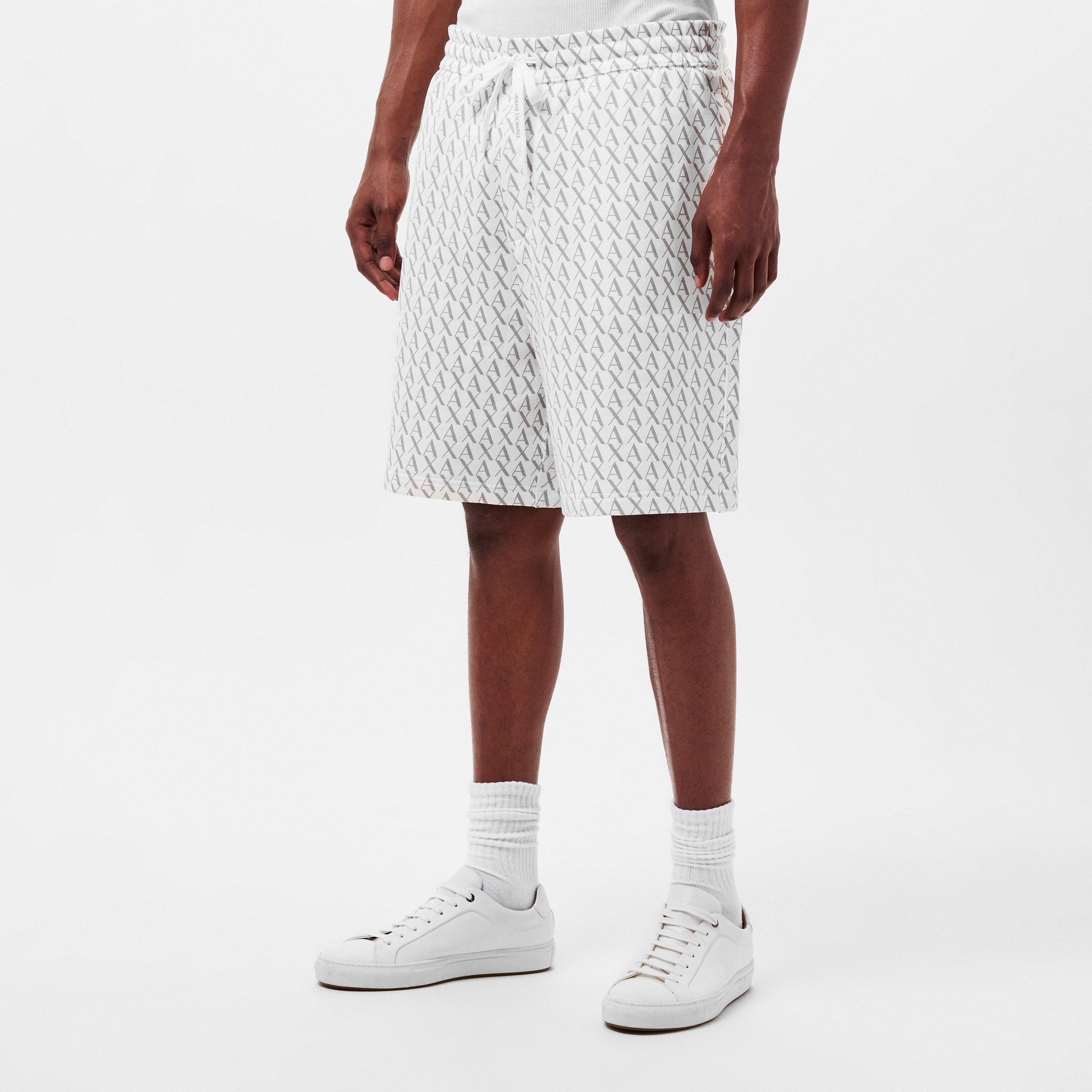 Off White/Ash - Armani Exchange - Men's Bermuda Woven Tracksuit Shorts - 3