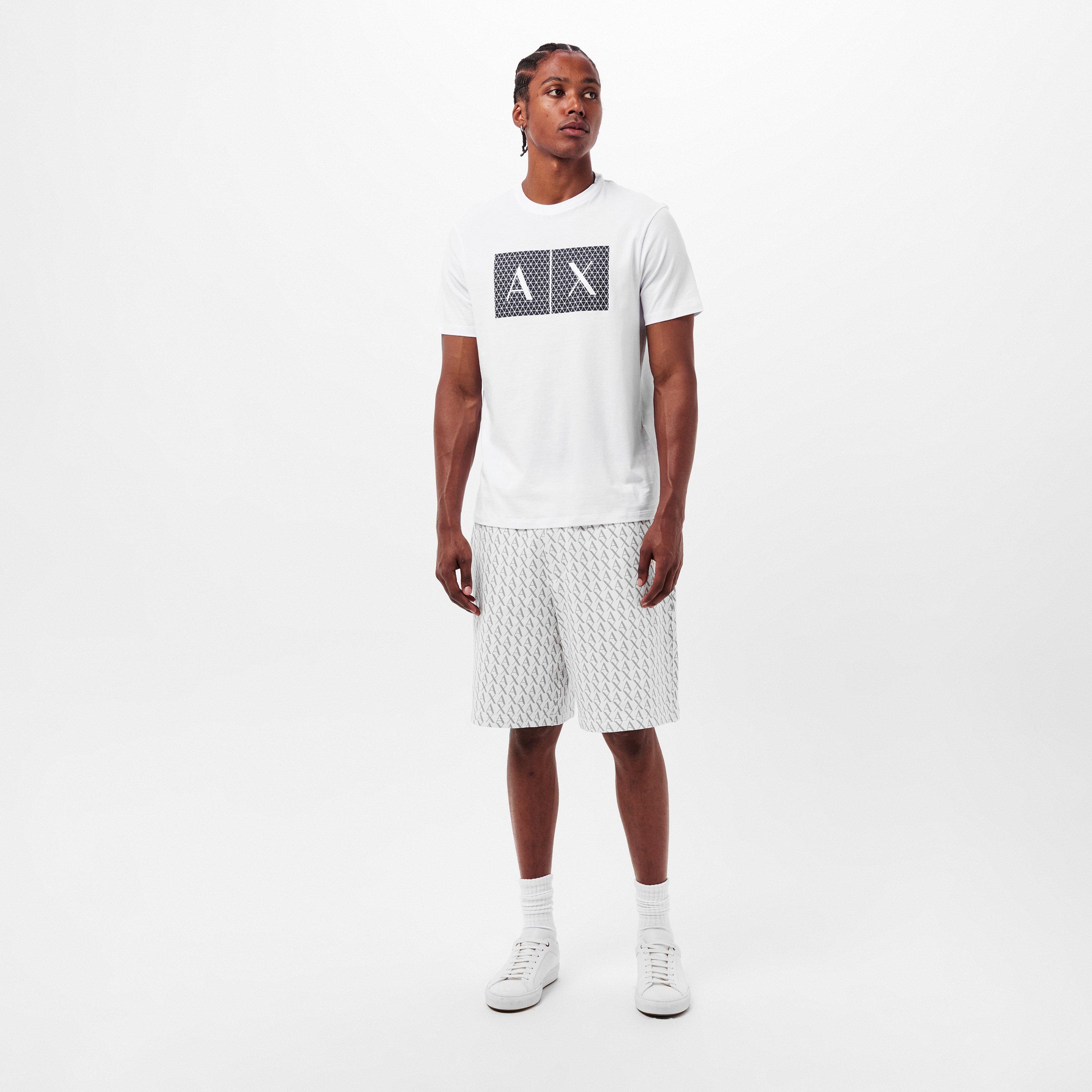 Off White/Ash - Armani Exchange - Men's Bermuda Woven Tracksuit Shorts - 6